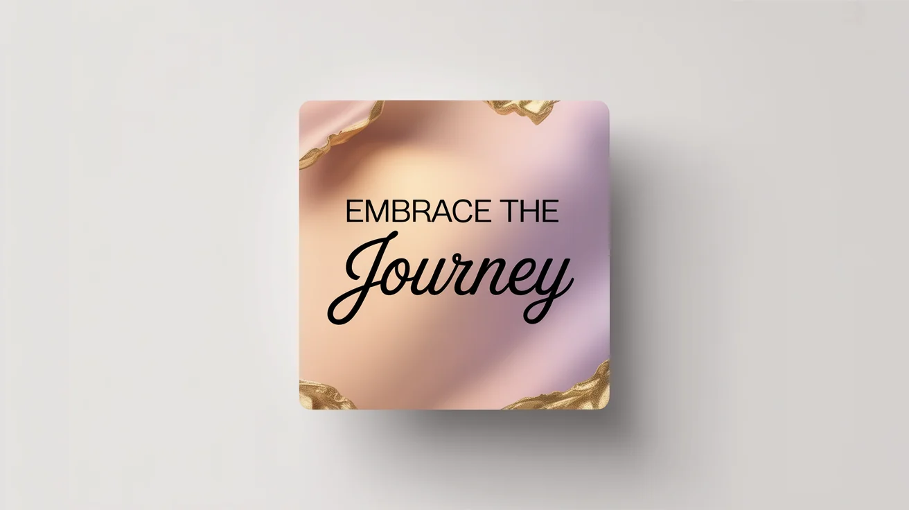 A mockup of a chic Instagram quote post. It has a pink and lavender gradient background with the text 'Embrace the Journey' in stylish typography.