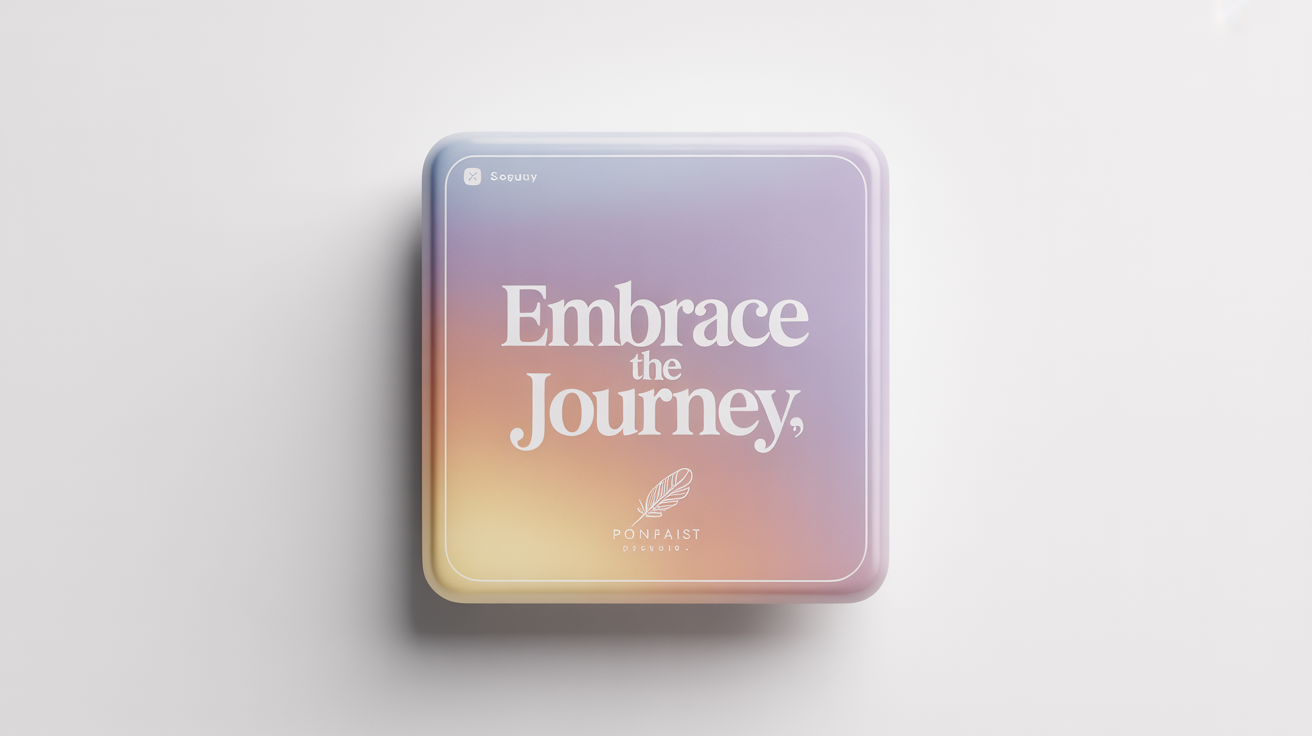A mockup of a modern Instagram quote post with a pastel gradient background and the text 'Embrace the Journey' in a clean white font, set against a white background.