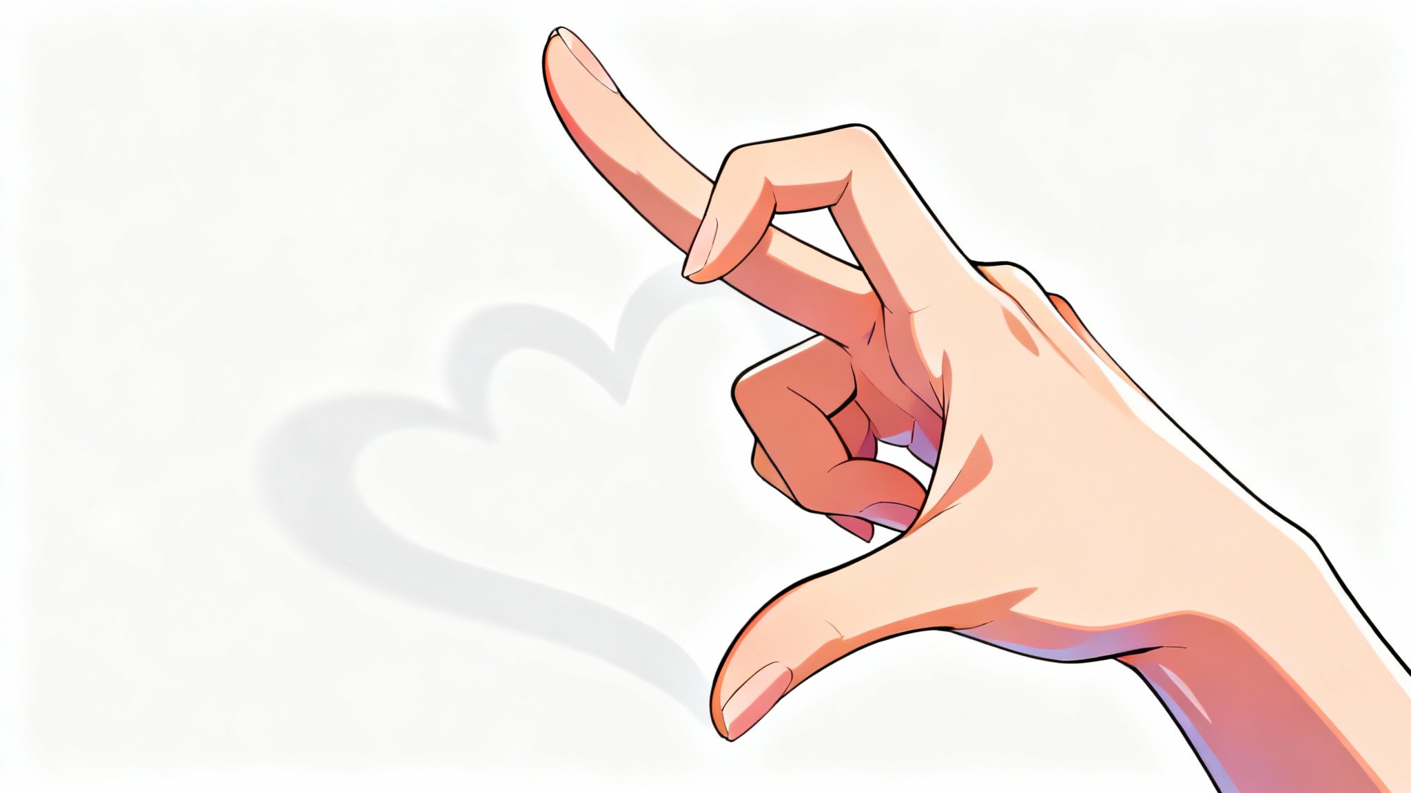 A close-up digital illustration of a hand drawn in a modern anime style, making a gesture against a plain white background.
