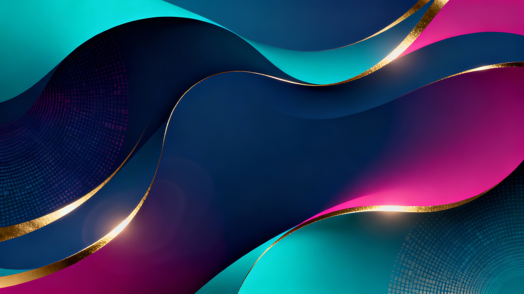 An eye-catching abstract background with a fluid design in shades of blue, teal, and magenta, accented with gold streaks.