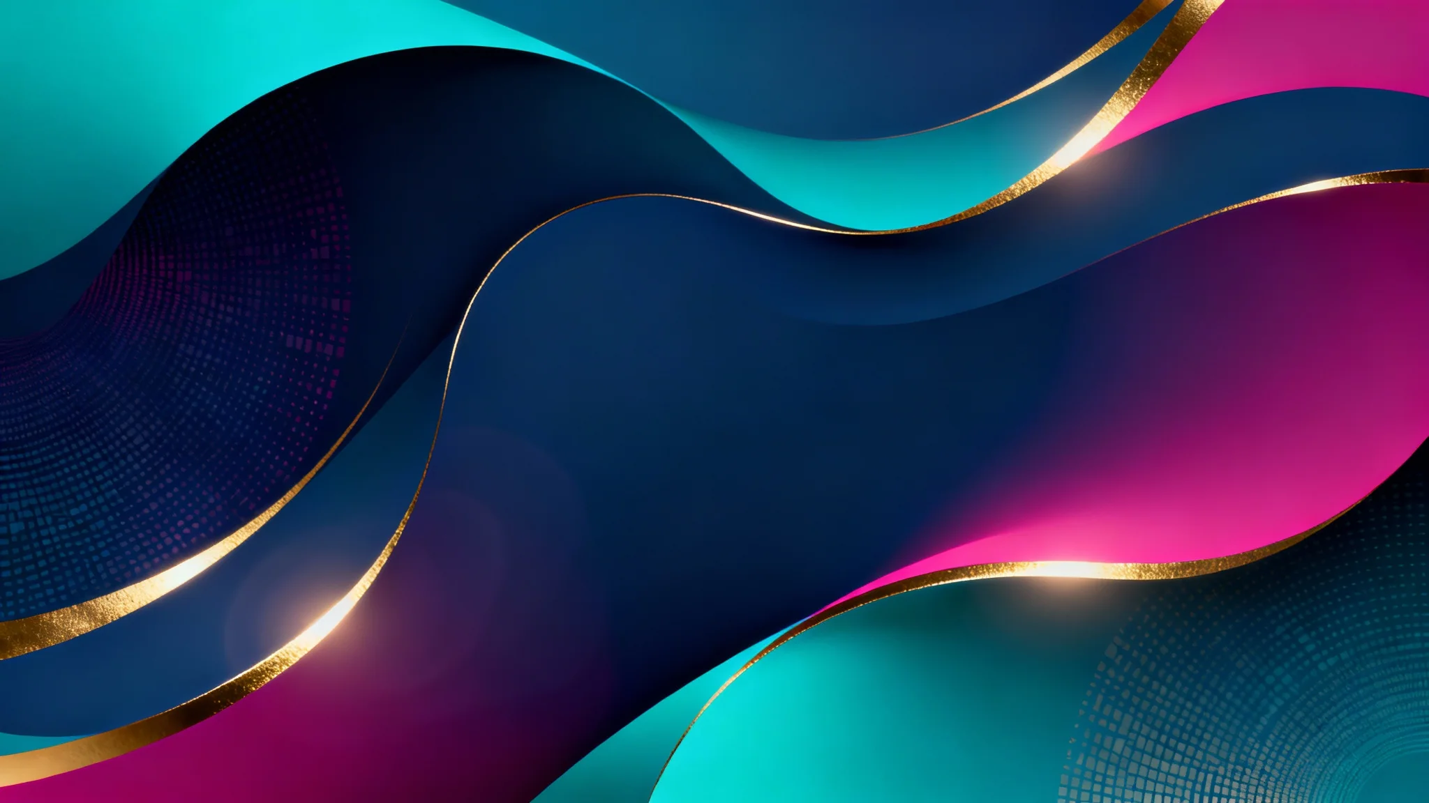An eye-catching abstract background with a fluid design in shades of blue, teal, and magenta, accented with gold streaks.