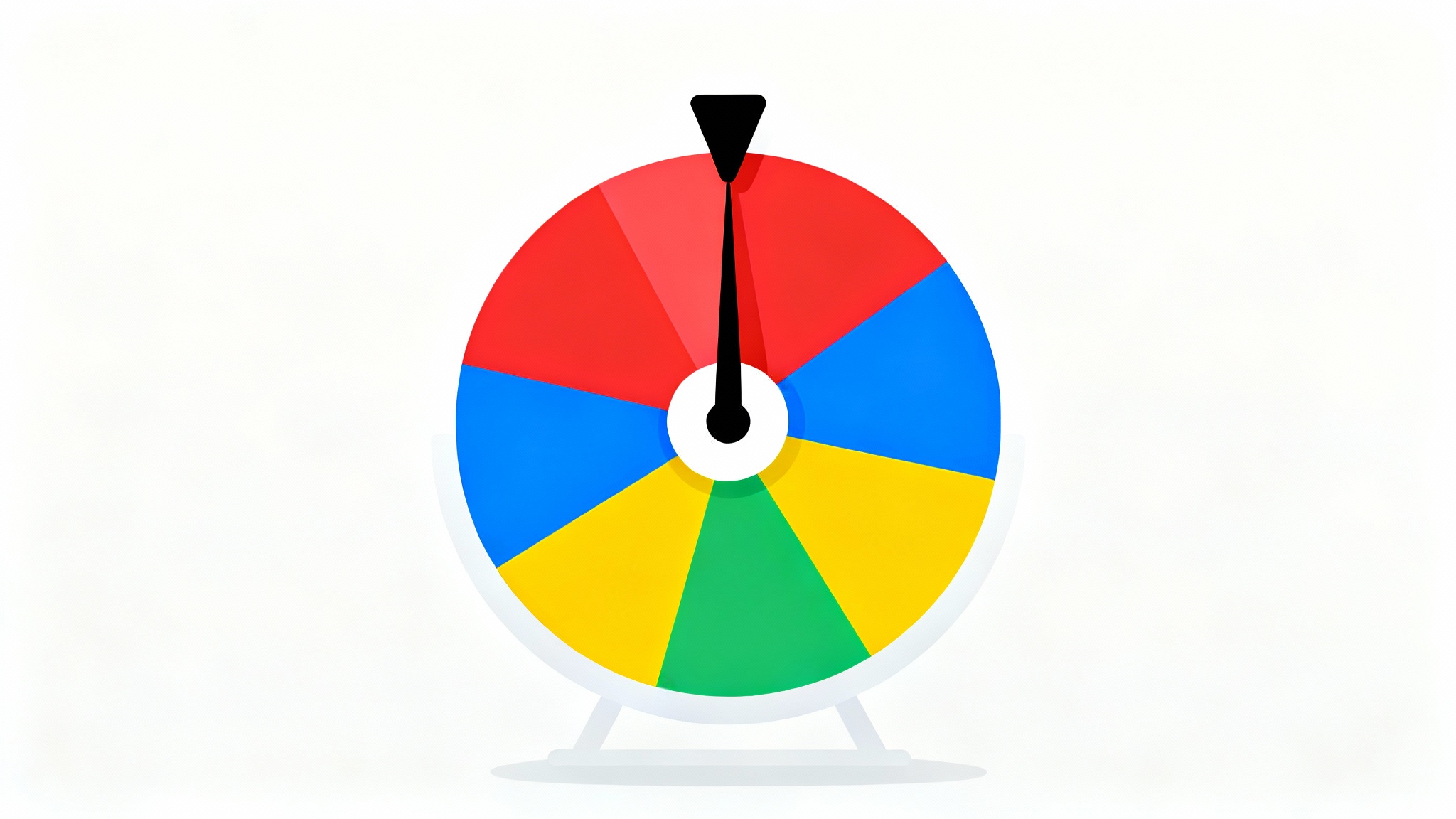 A stylized icon of a colorful prize wheel with a pointer at the top, set against a plain white background, representing games and rewards.