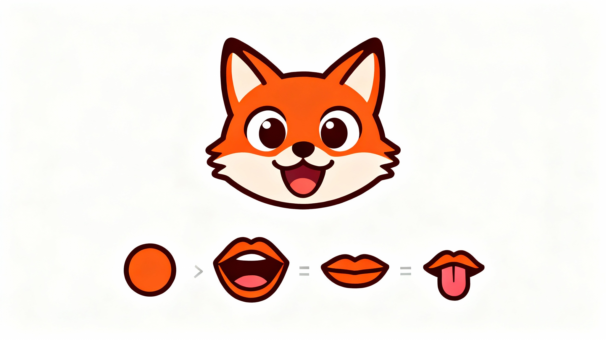 A cartoon fox's head illustrates lip-syncing, with a row of four different mouth shapes below it, showing how sounds like 'O', 'E', and 'M' are formed.