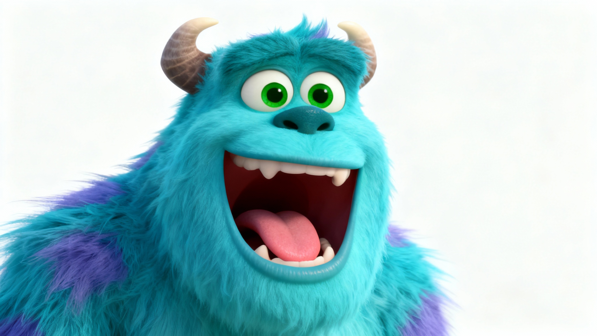 A vibrant blue 3D cartoon monster with its mouth open in a talking expression, illustrating the concept of cartoon lip sync. The character is isolated on a plain white background.