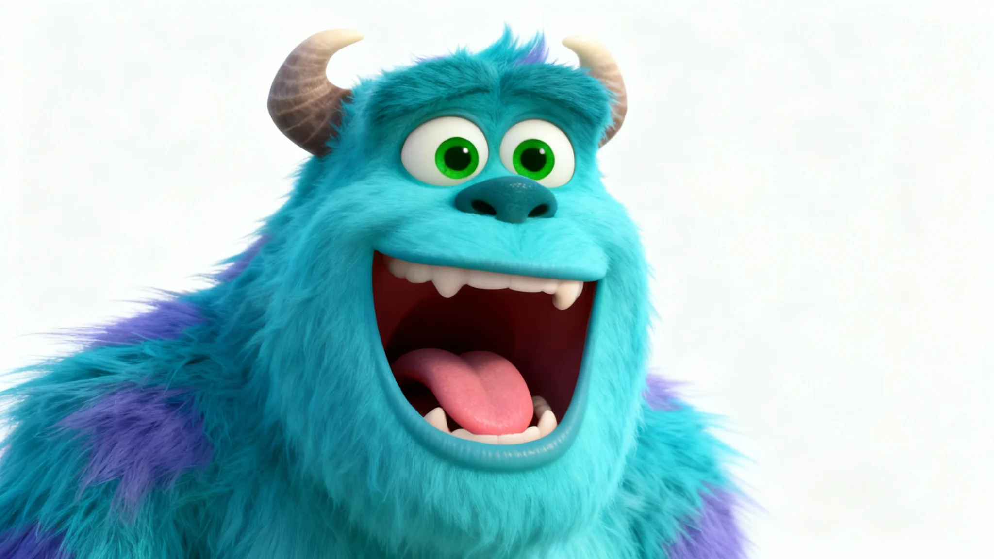 A vibrant blue 3D cartoon monster with its mouth open in a talking expression, illustrating the concept of cartoon lip sync. The character is isolated on a plain white background.