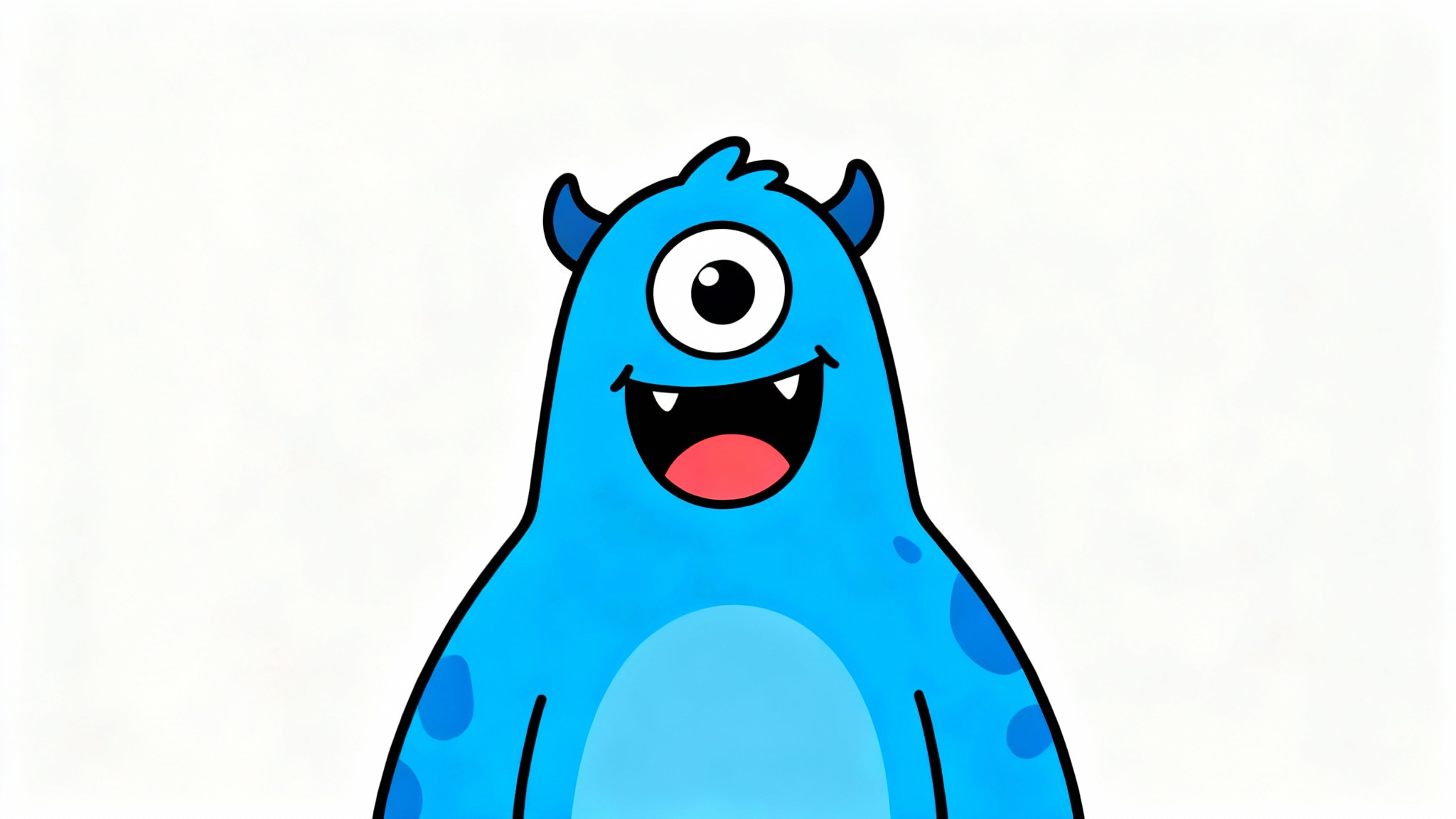 A friendly blue cartoon monster with one large eye, shown with its mouth open in an 'A' shape to illustrate the concept of cartoon lip-syncing.