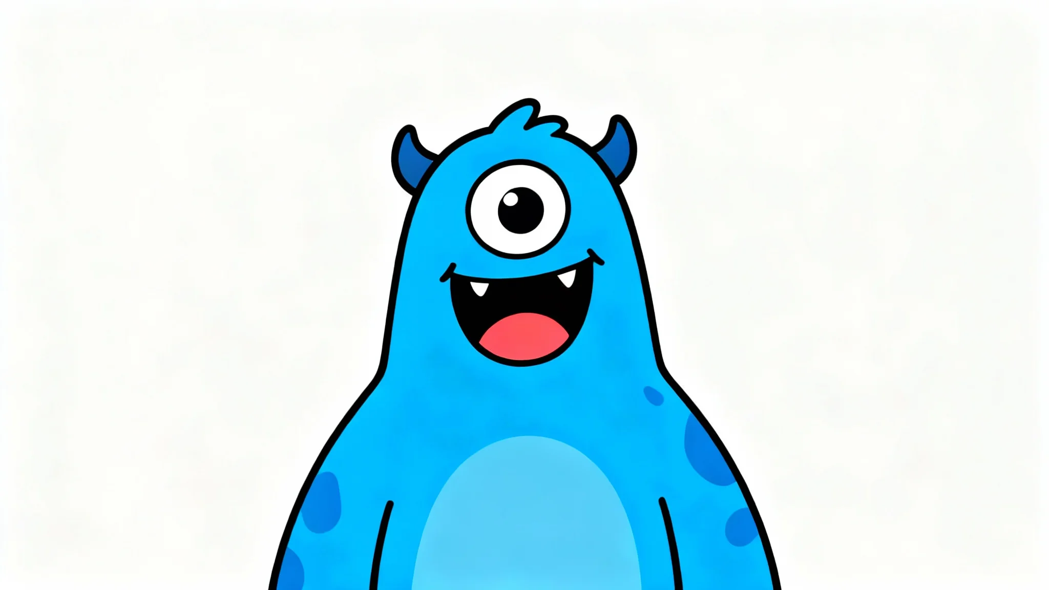A friendly blue cartoon monster with one large eye, shown with its mouth open in an 'A' shape to illustrate the concept of cartoon lip-syncing.