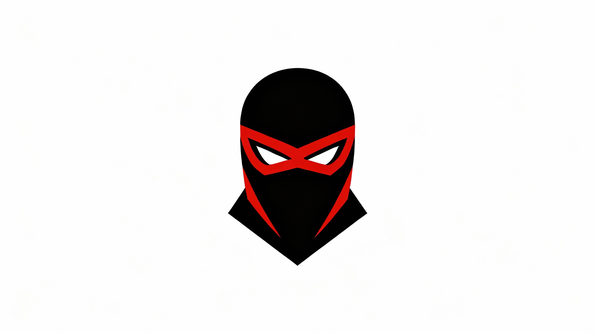 A modern, minimalist logo of a ninja, designed in black, white, and red. The logo features a stylized ninja mask on a clean white background, conveying stealth and professionalism.
