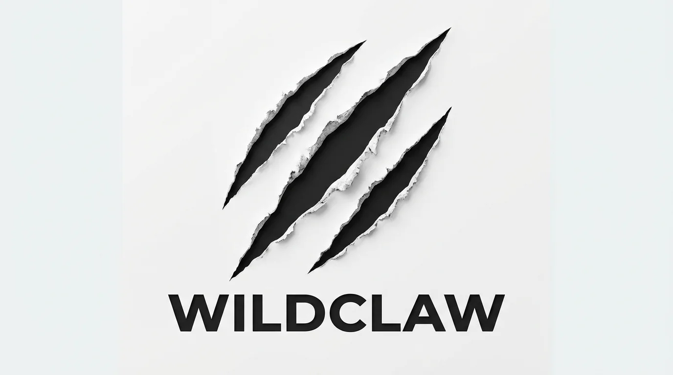 A minimalist logo mockup of three black claw marks positioned diagonally above the word 'WILDCLAW' in a bold, modern font, all set against a clean white background.