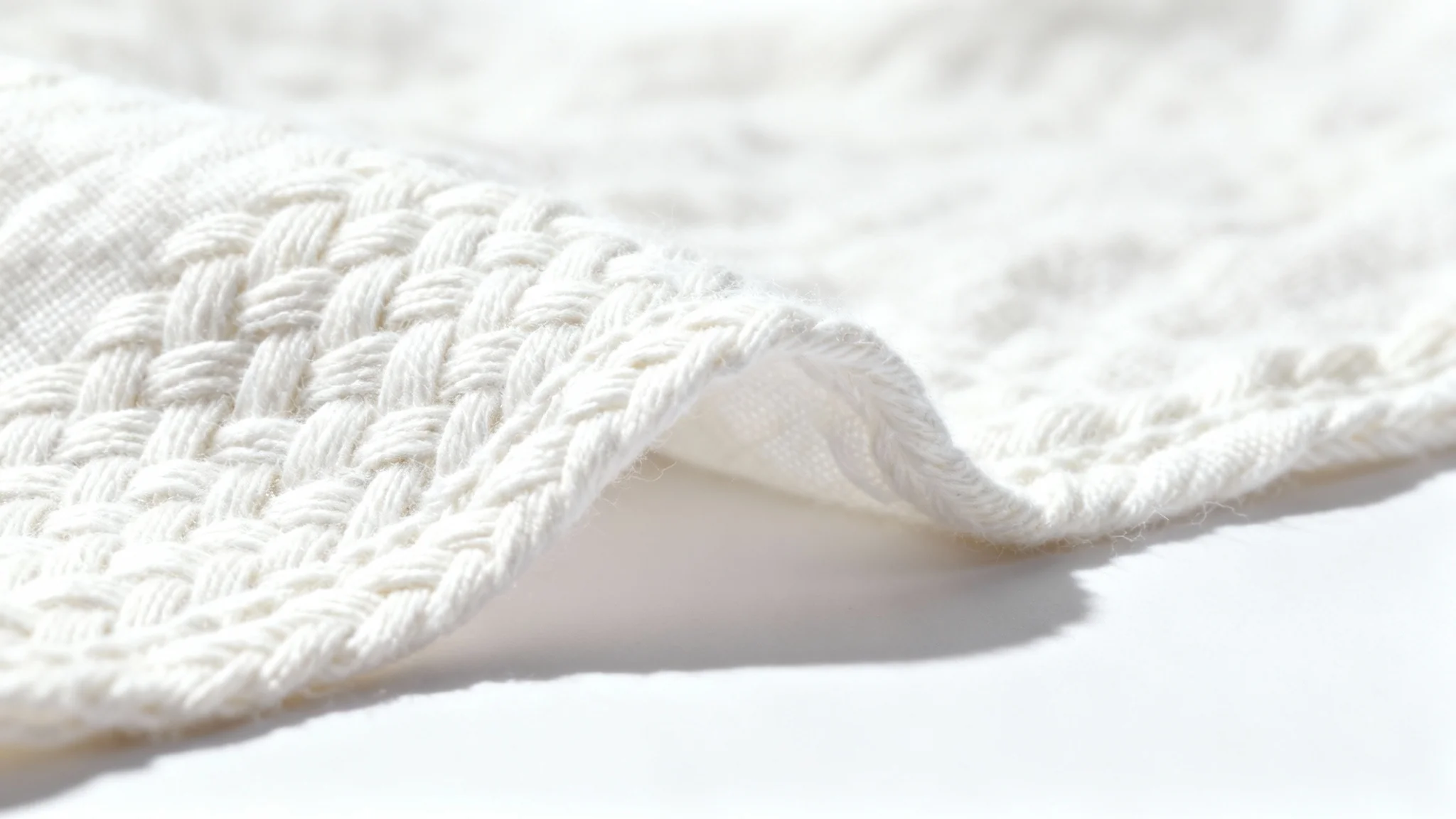 A close-up, high-resolution image showcasing the detailed texture of a white cotton fabric, with clean lighting highlighting its weave.