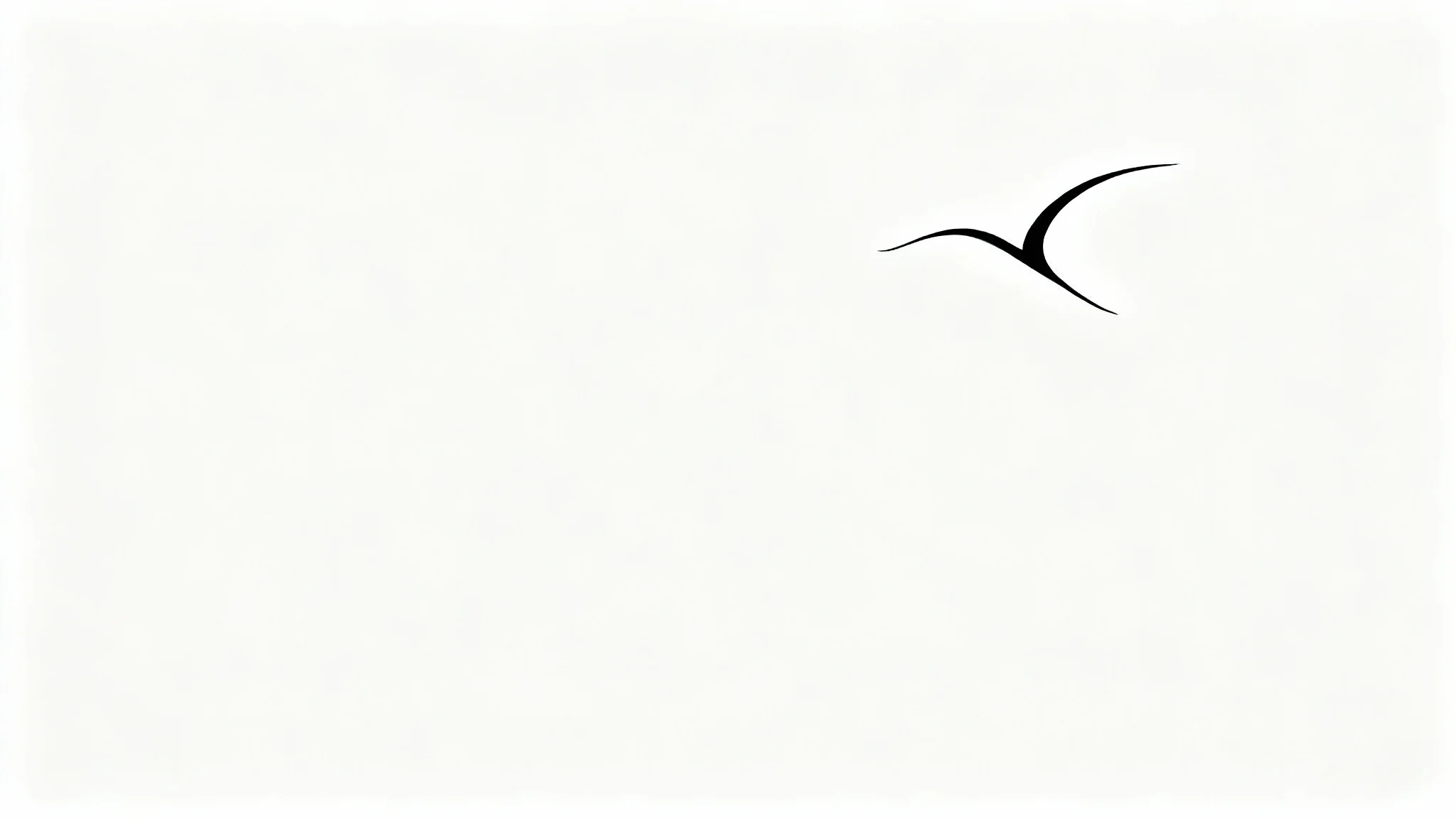 A minimalist art mockup featuring a single black line forming the abstract shape of a bird in flight against a solid white background.