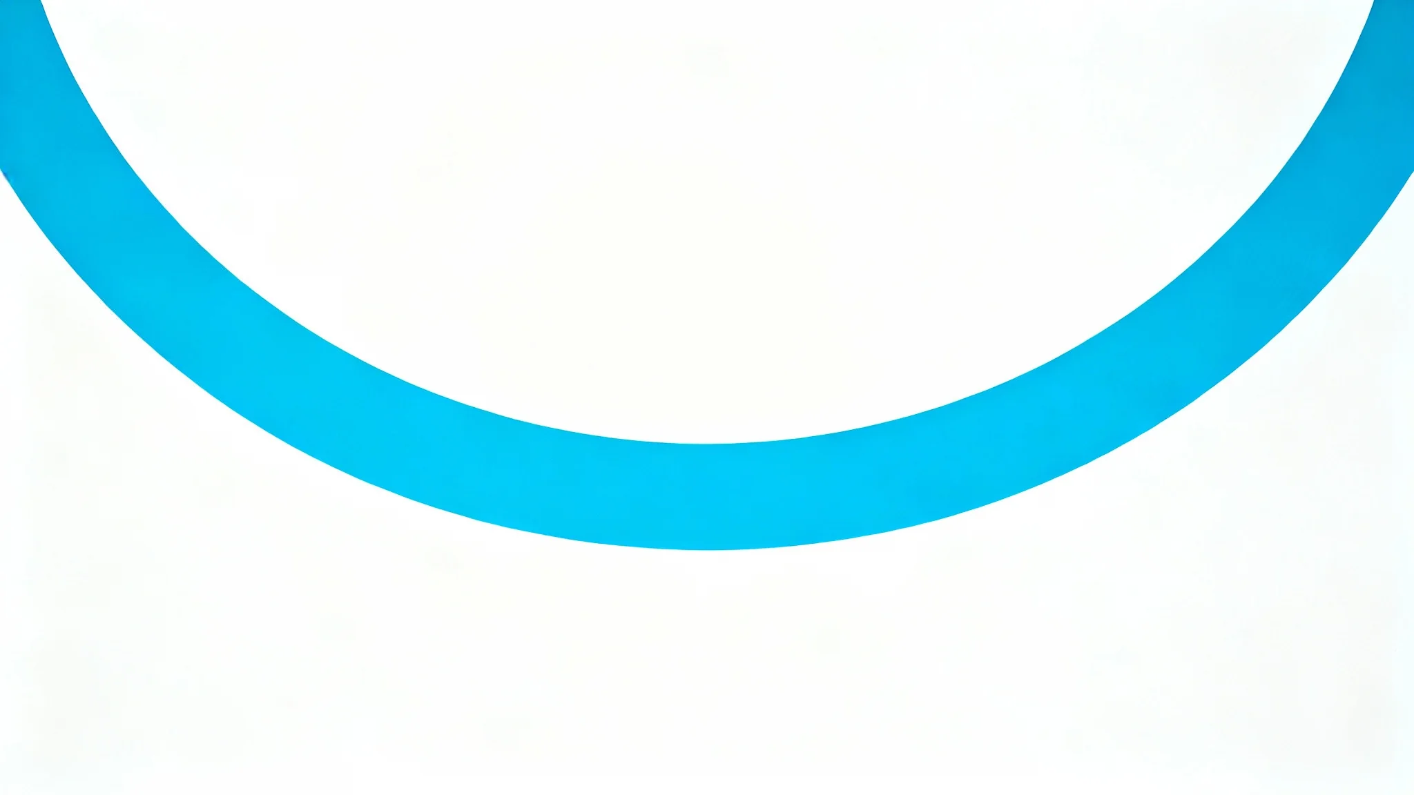 A piece of minimalistic art featuring a single, thick, curved line in vibrant blue set against a stark white background, creating a clean and modern look.