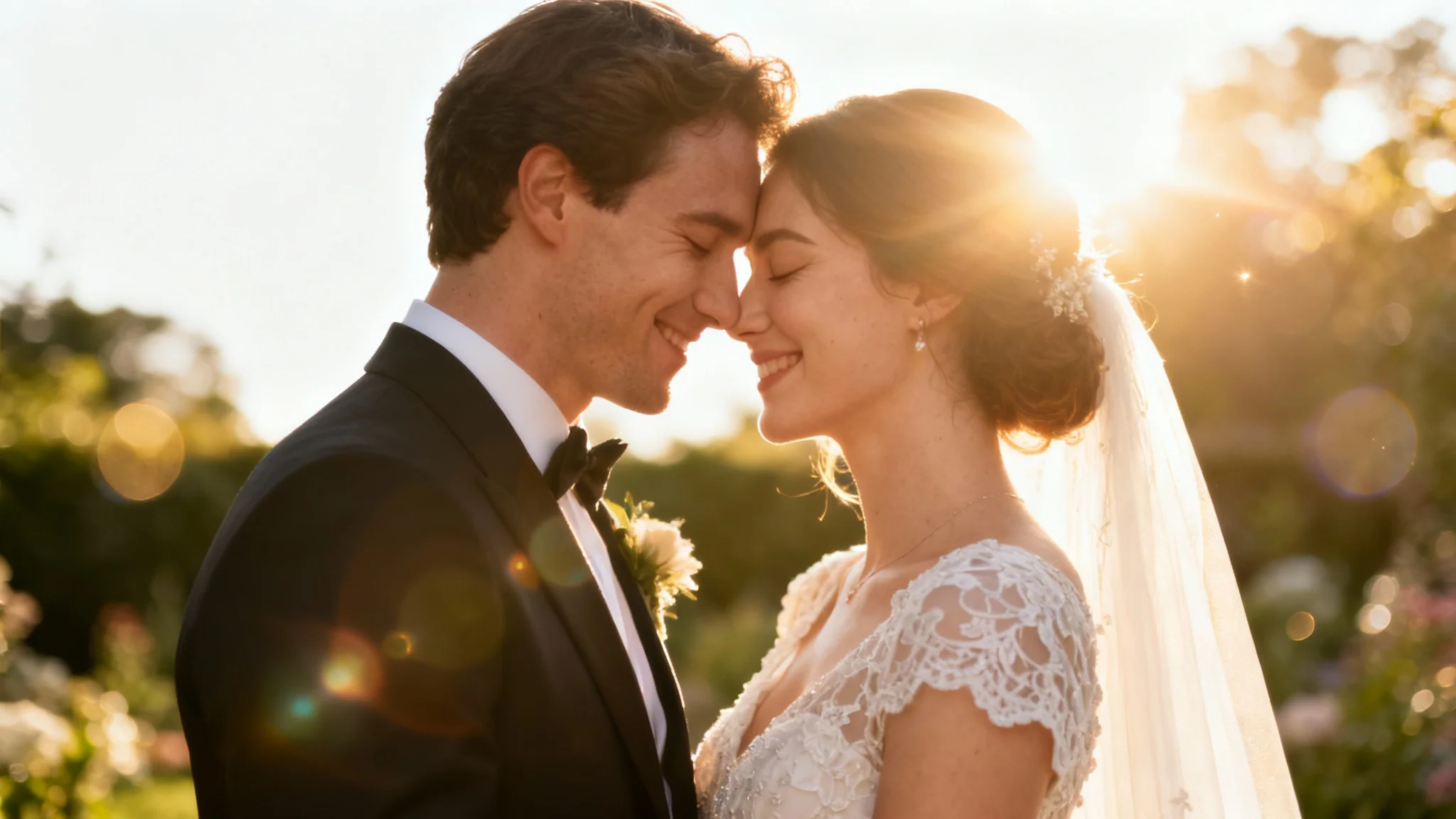 A professionally edited wedding photo of a bride and groom in a romantic close-up embrace, isolated against a white background to showcase photo editing quality.