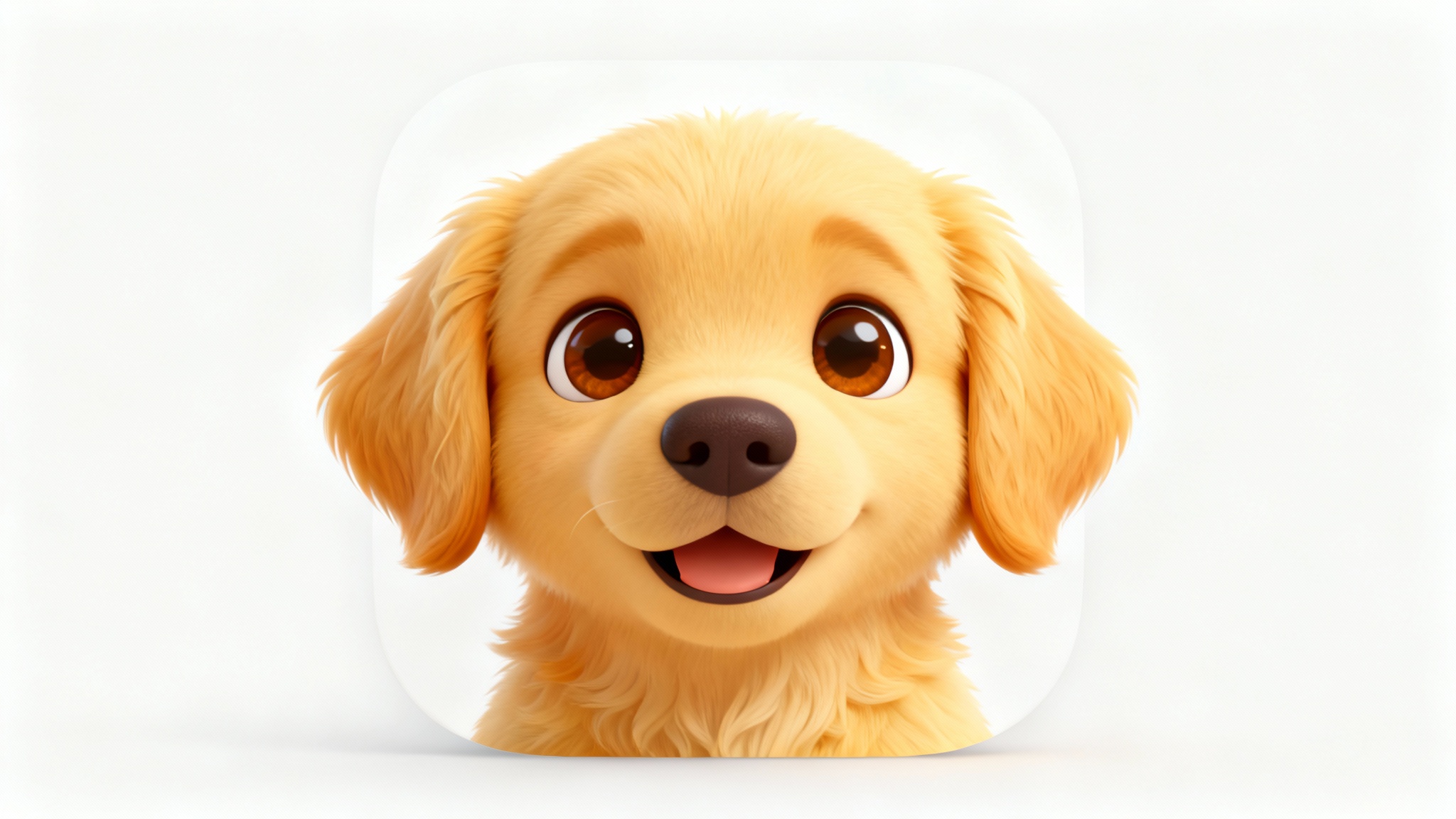 A digitally illustrated avatar of a cute Golden Retriever puppy's head, smiling against a clean white background.