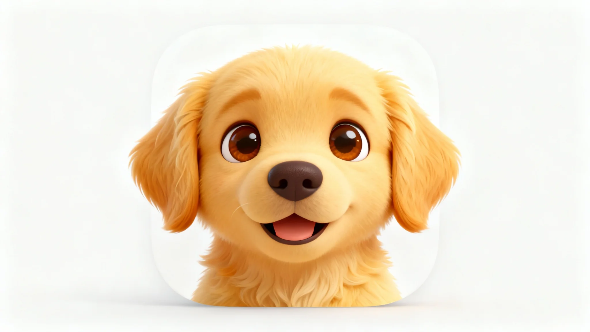 A digitally illustrated avatar of a cute Golden Retriever puppy's head, smiling against a clean white background.