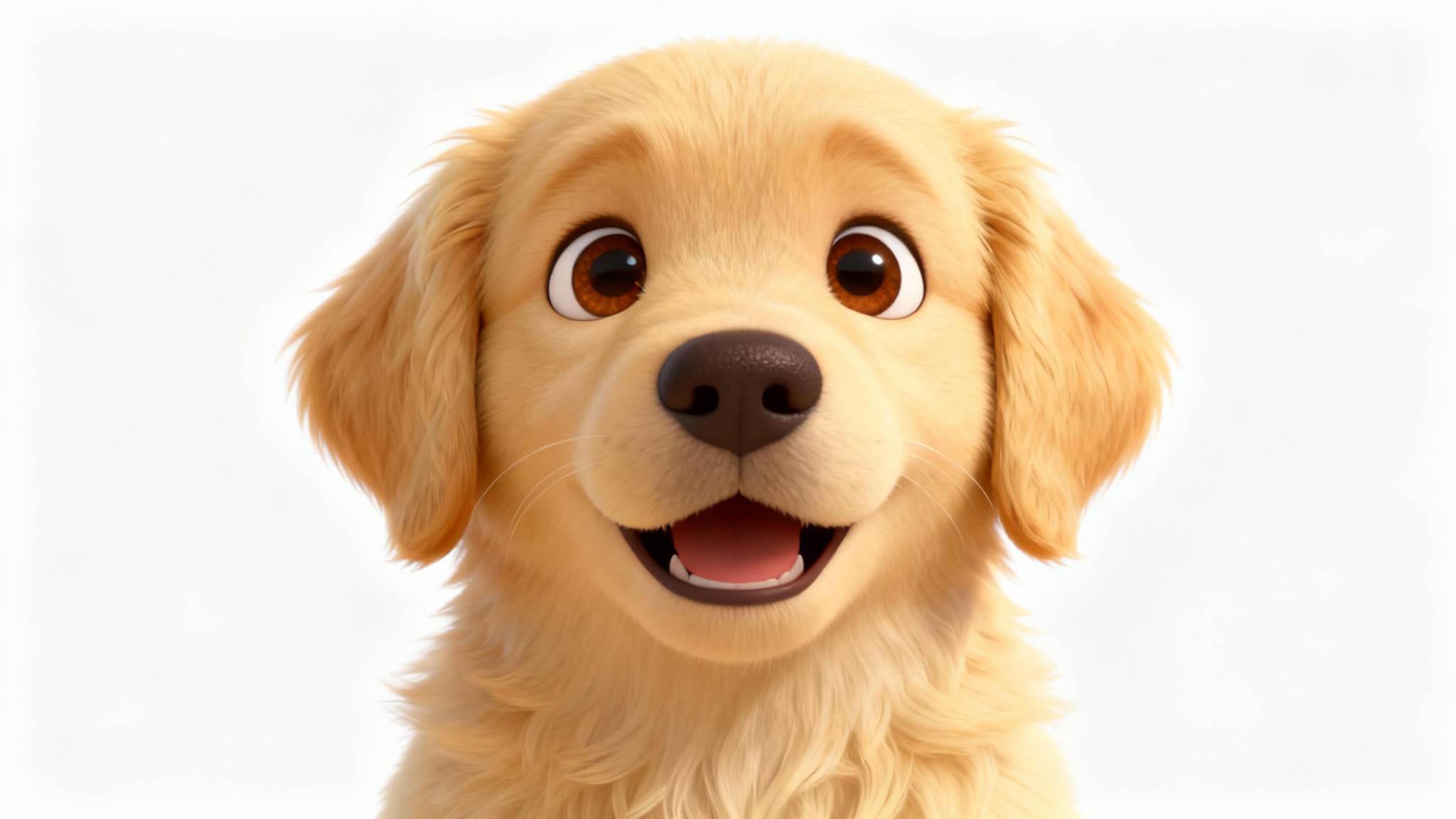 A 3D digital illustration of a cute Golden Retriever puppy's head, designed as an avatar, smiling happily against a plain white background.