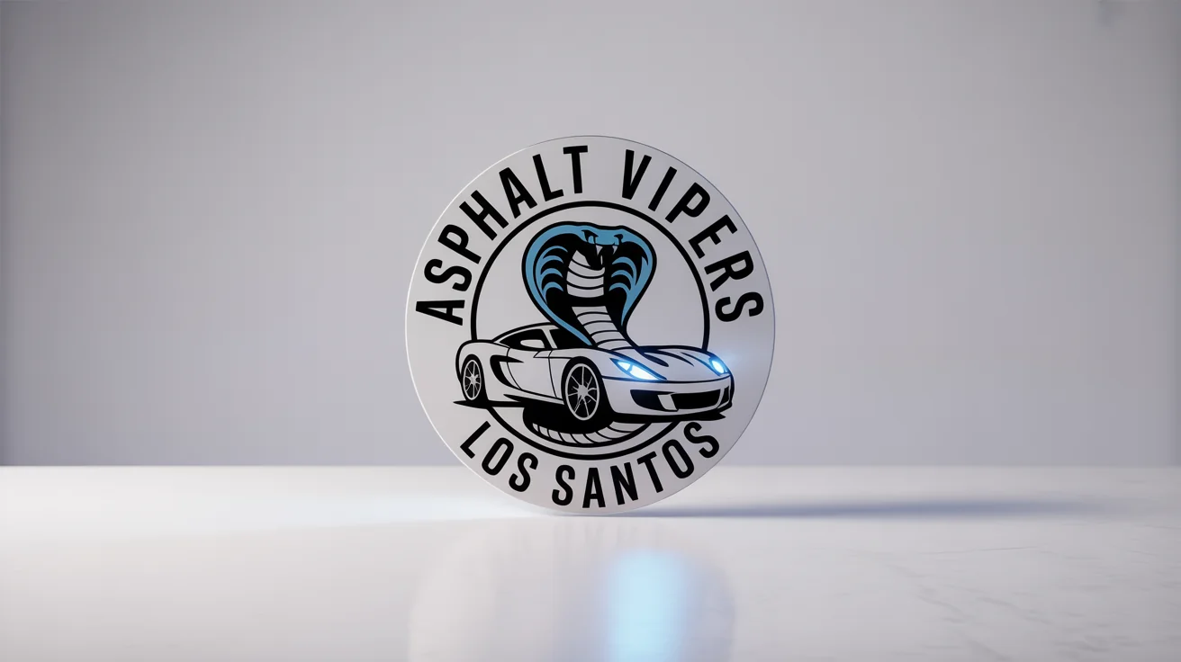A professional logo for a FiveM server named 'Asphalt Vipers', featuring a sports car and a cobra in a circular design, with the text 'Los Santos' below, all on a clean white background.