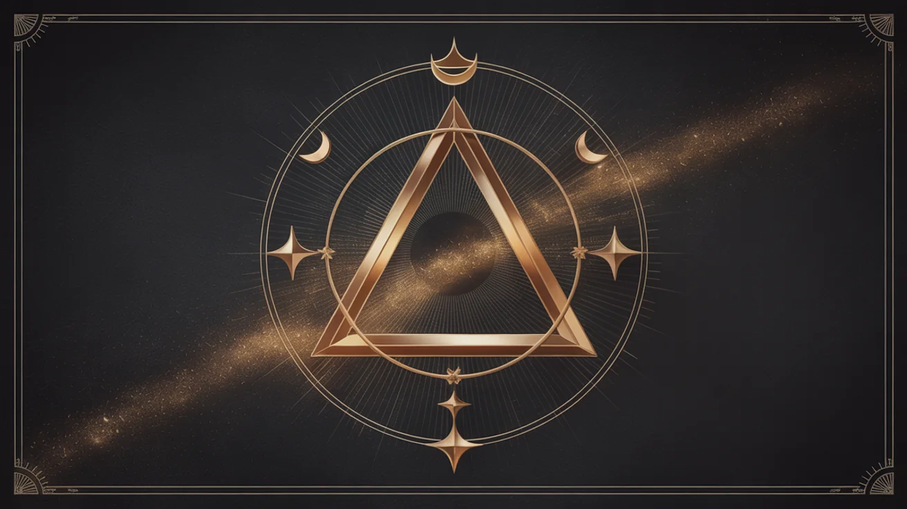 An eye-catching hero image showing a final, polished alchemy symbol in gleaming gold on a dark, mystical background, representing a finished design.