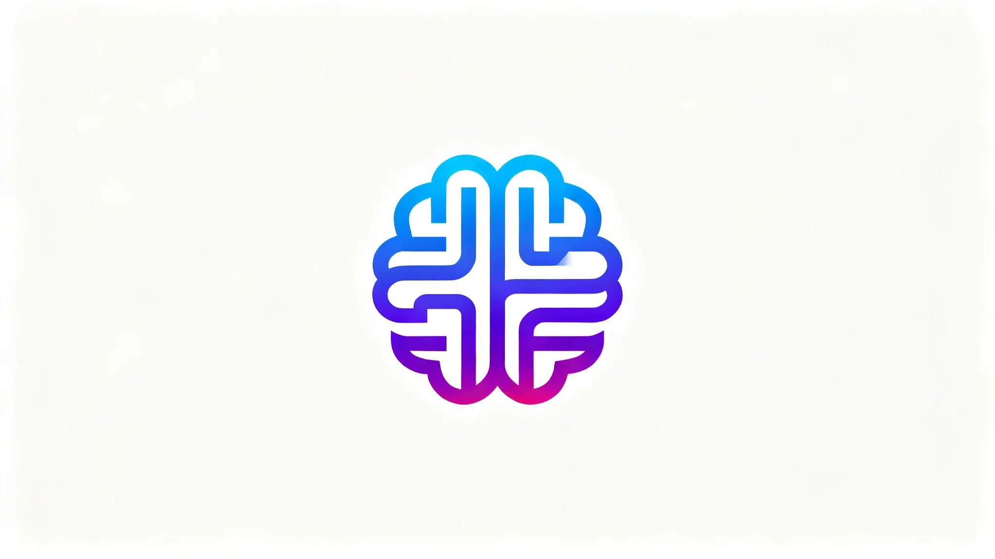 A modern and minimalist logo of a stylized brain, designed with vibrant blue and purple gradients on a clean white background, symbolizing intelligence and creativity.