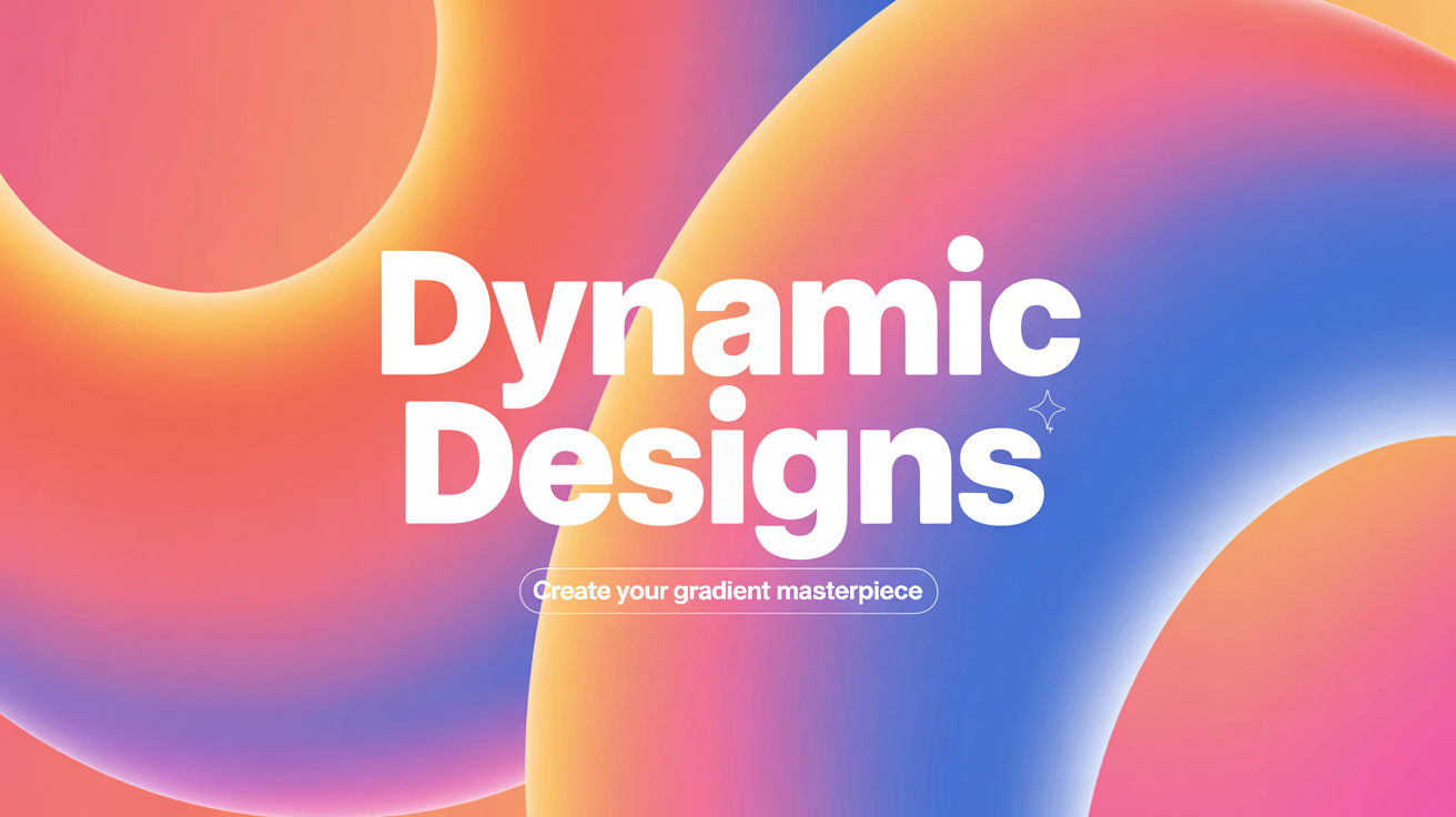A finished graphic design with a vibrant coral pink to royal blue gradient background, featuring the text 'Dynamic Designs' in a modern white font.