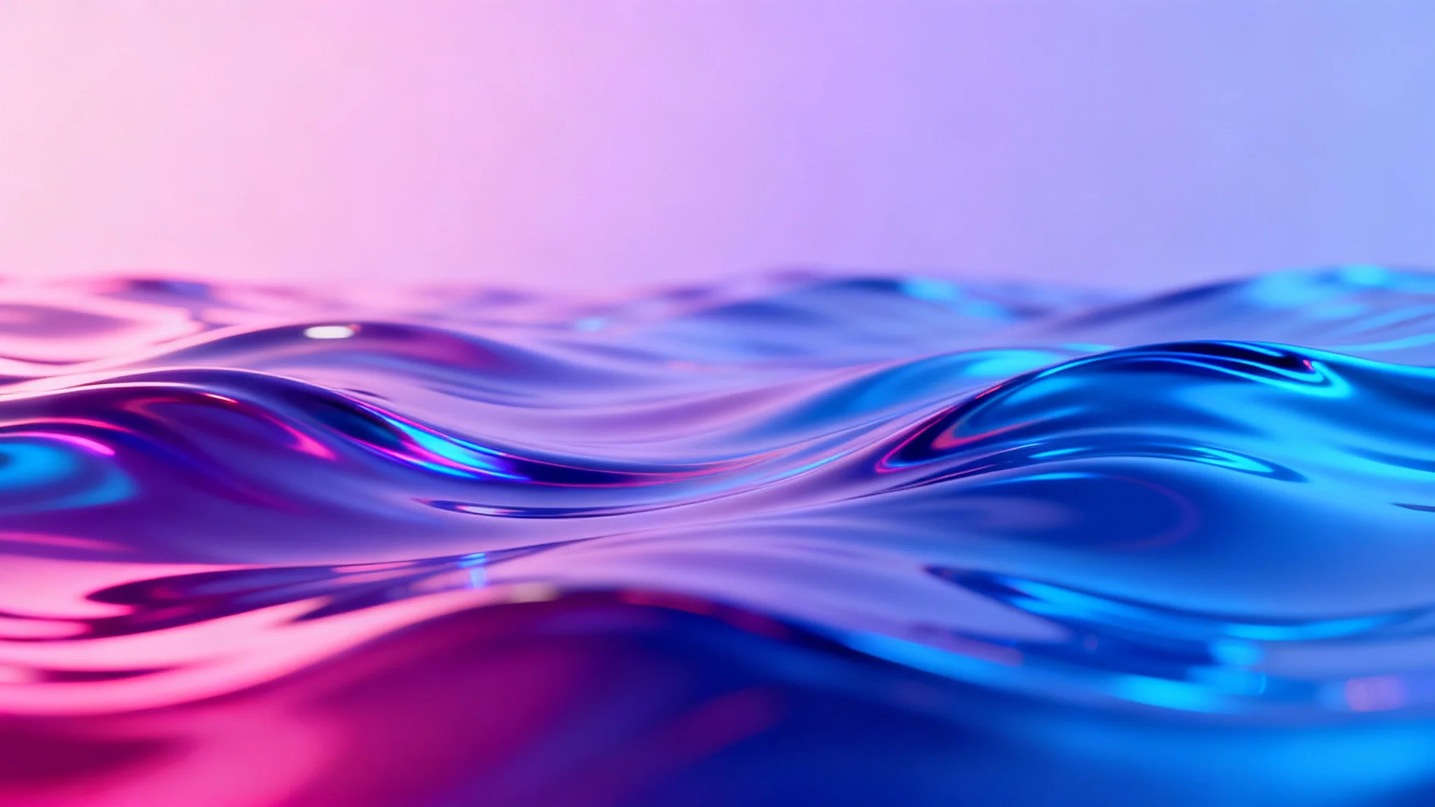 A vibrant liquid gradient background in a 16:9 aspect ratio, featuring a smooth transition from soft pastel pinks and purples at the top to deep blues and magentas at the bottom, with swirling, fluid patterns creating a sense of depth and motion.