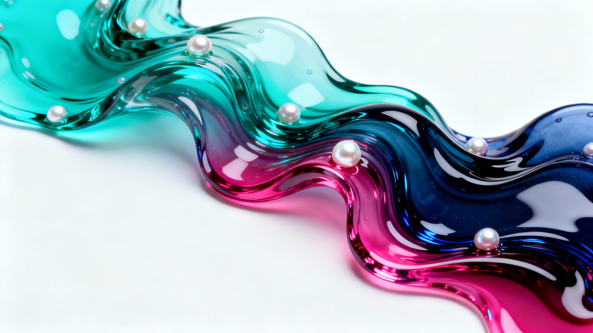 A vibrant abstract background featuring swirling liquid gradients of teal, magenta, and deep blue.