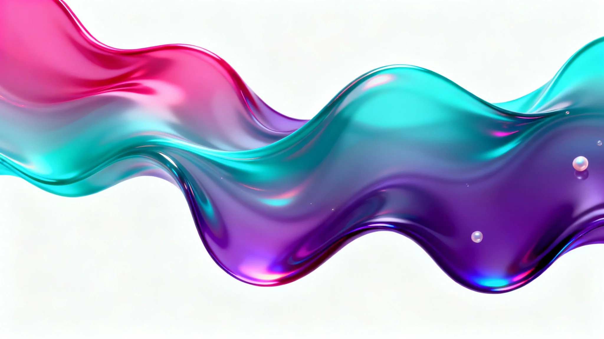 A photorealistic mockup of a liquid gradient background, showcasing a smooth, glossy blend of magenta, turquoise, and violet colors swirling together on a clean white background.