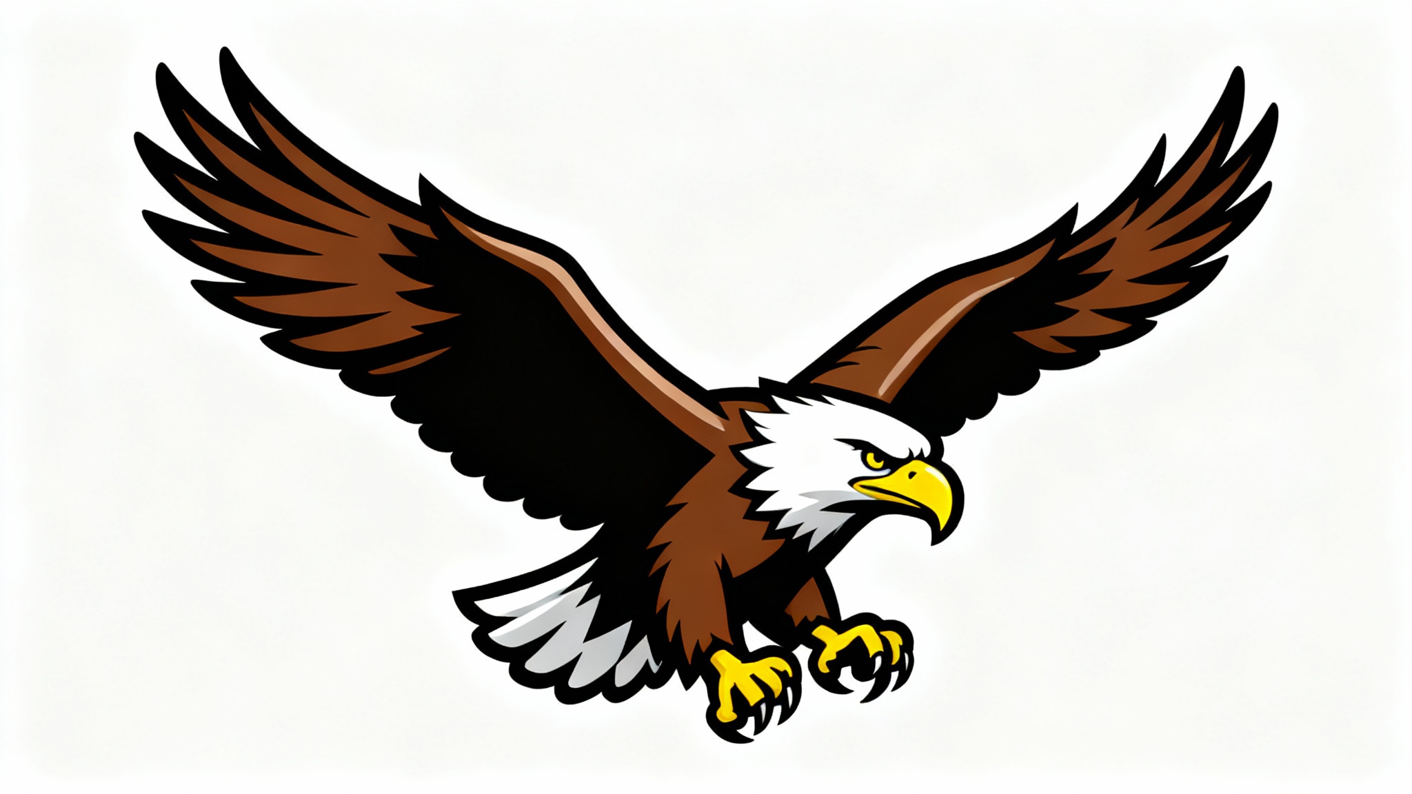 A modern vector illustration of a fierce eagle school mascot with its wings spread wide, set against a plain white background.