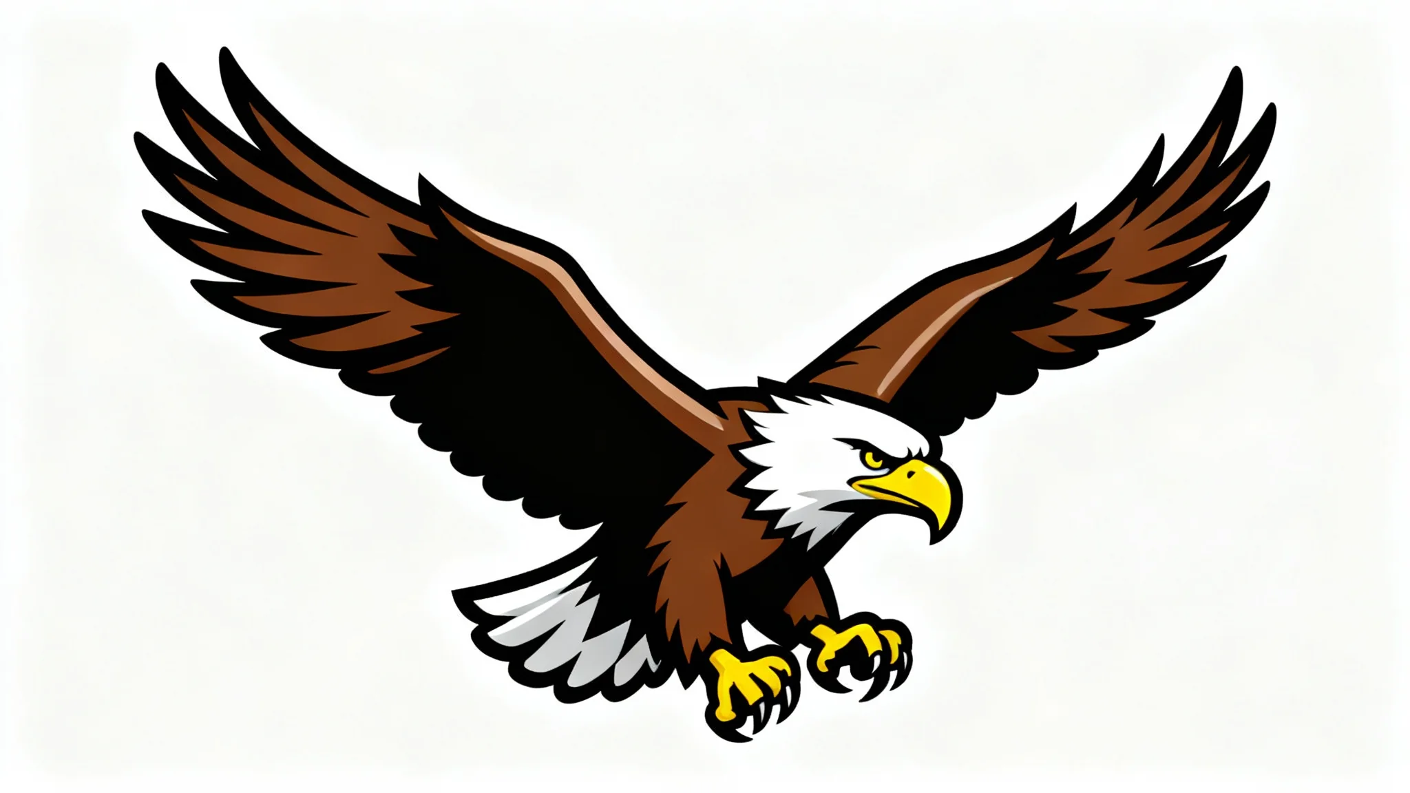 A modern vector illustration of a fierce eagle school mascot with its wings spread wide, set against a plain white background.