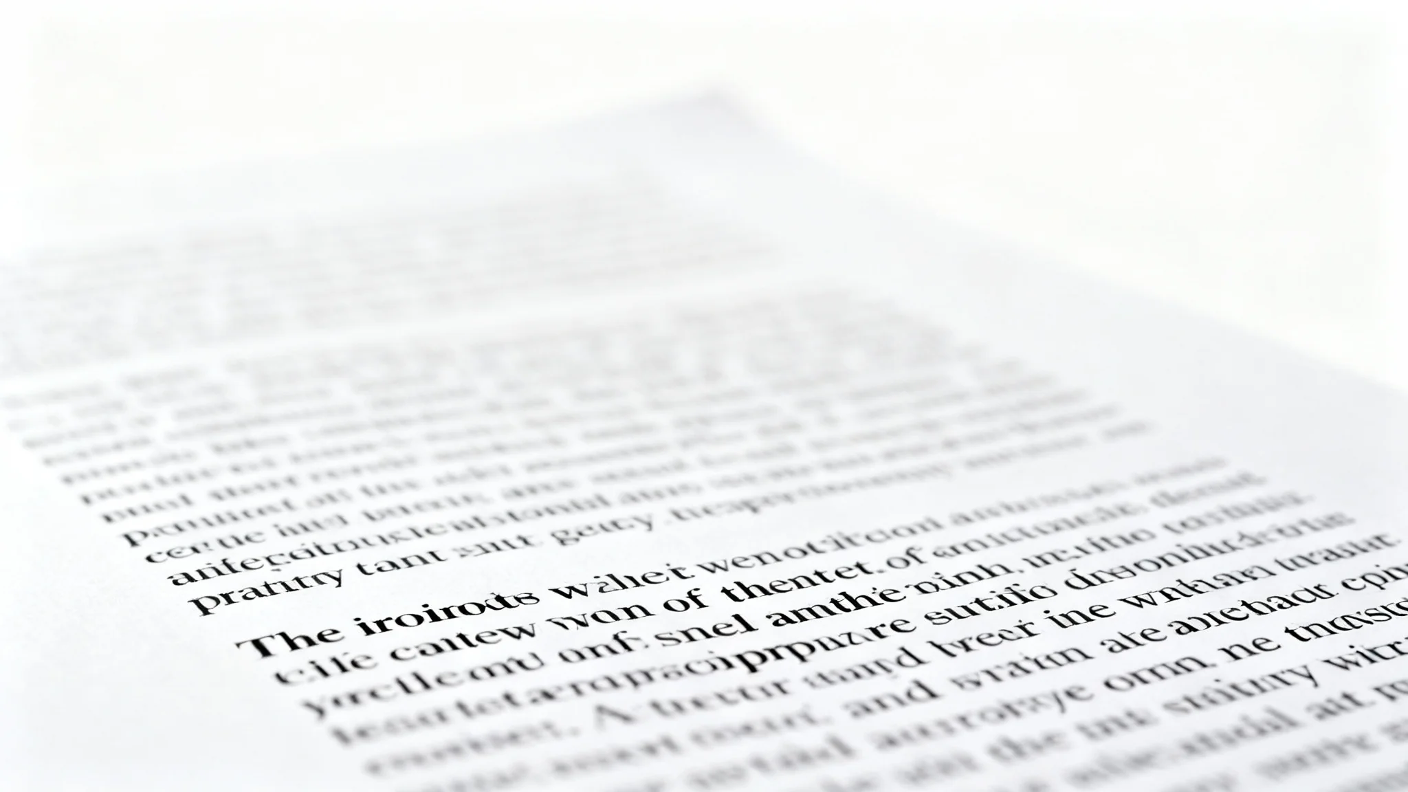 A close-up photograph of a document. The text at the top is sharp and easy to read, but it gradually becomes more blurred and unreadable towards the bottom, demonstrating a blur effect.