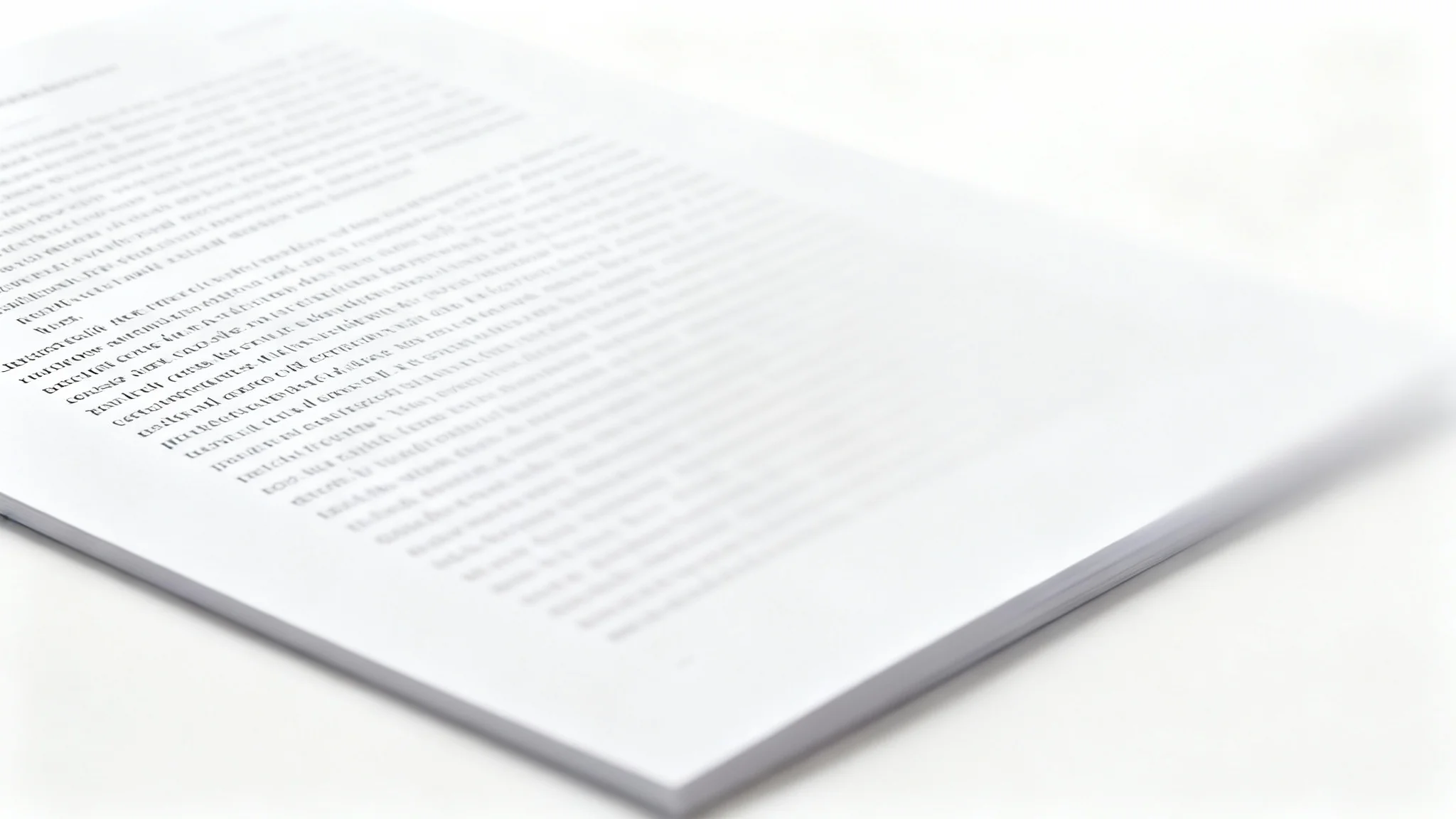 A close-up image showing a page of text that is sharp on the left and progressively becomes more blurred towards the right, demonstrating a text blur effect.