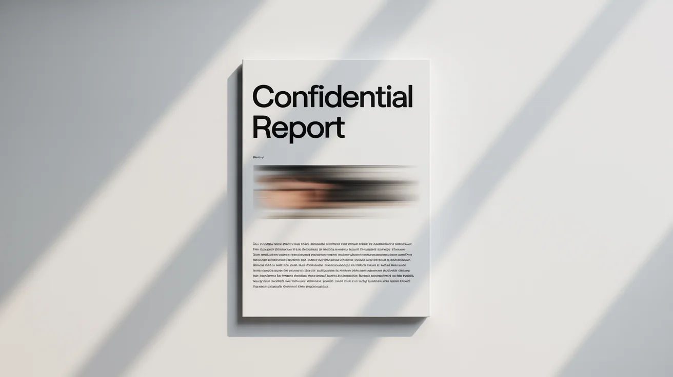 A confidential report document where most of the text is sharp and readable, but one line is intentionally blurred out for privacy.