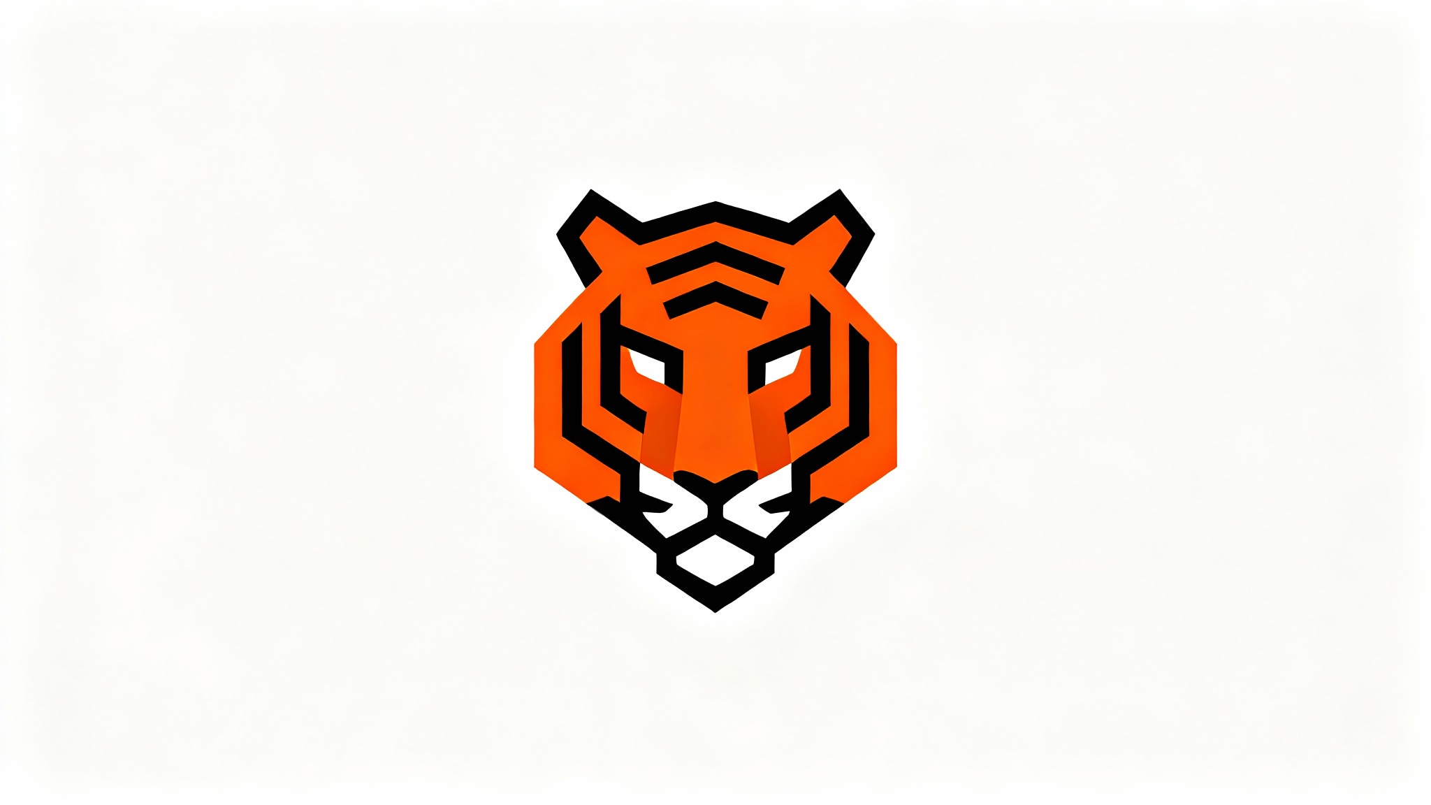 A modern, minimalist vector logo of a tiger's head in orange and black, symbolizing strength, presented on a clean white background.