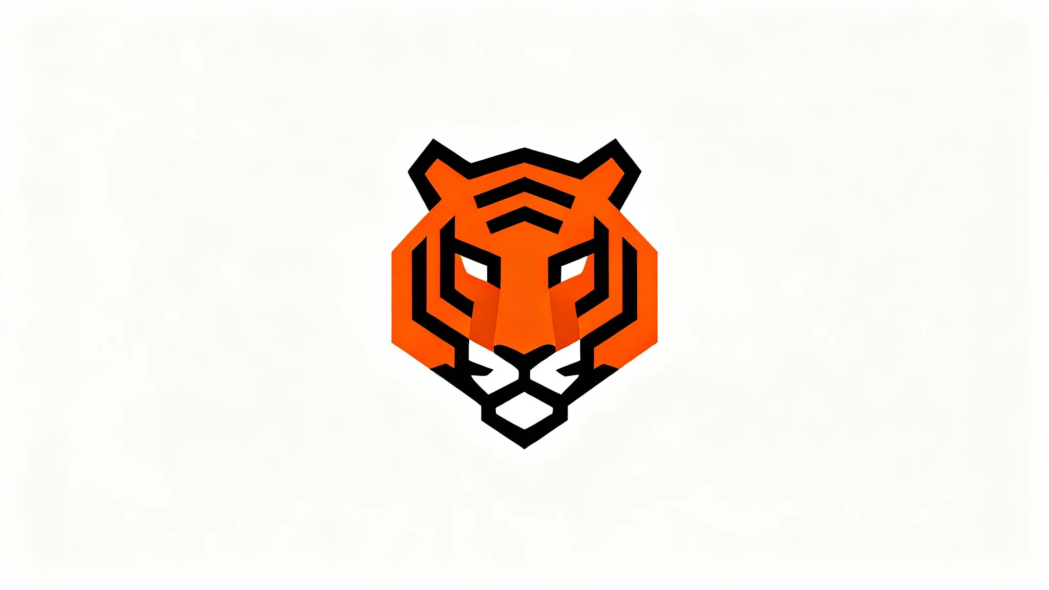 A modern, minimalist vector logo of a tiger's head in orange and black, symbolizing strength, presented on a clean white background.