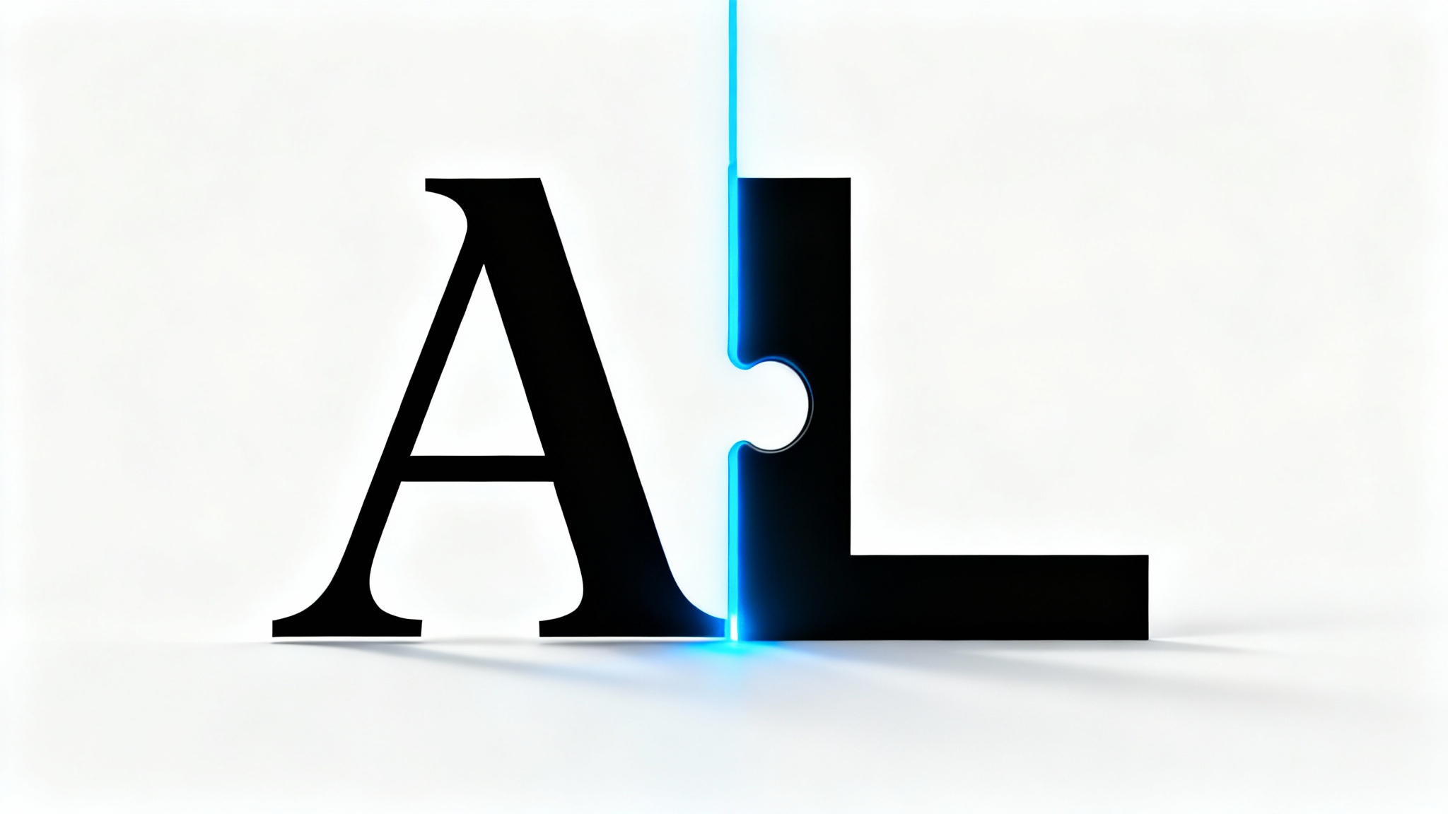 A conceptual graphic of a typeface matcher, showing two halves of the letter 'A' in different fonts (serif and sans-serif) joining together like puzzle pieces on a white background, with a blue glow at the seam.