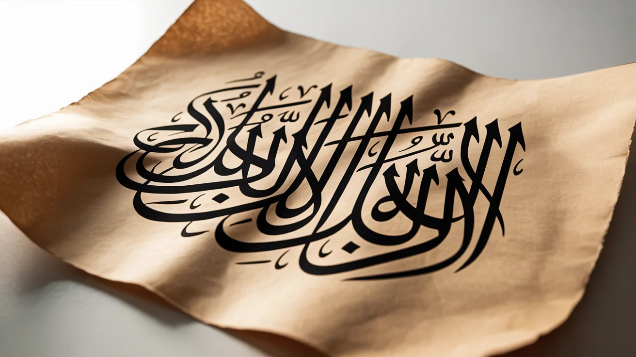 A beautiful example of Thuluth calligraphy showing the word 'Bismillah' in elegant black ink on textured cream paper, set against a plain white background.