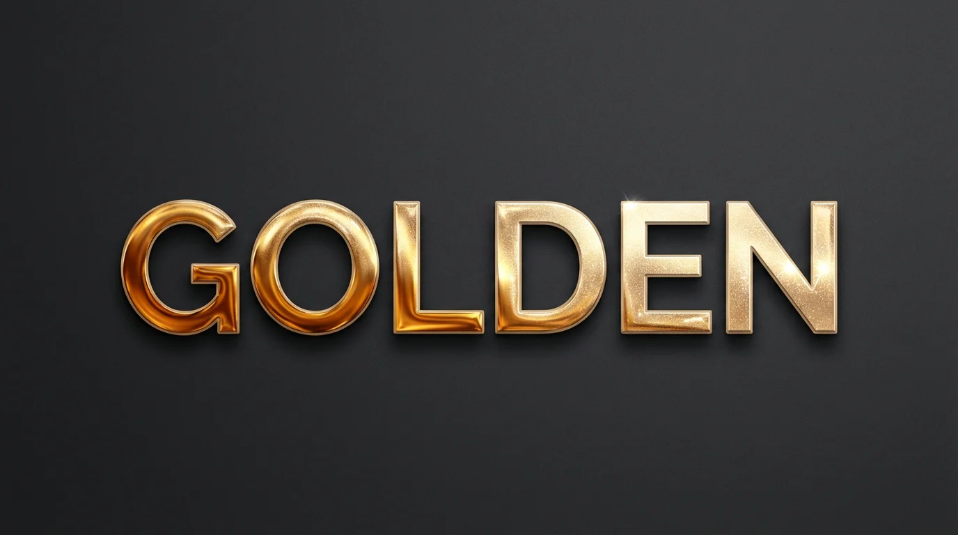 A hero image showcasing a gold gradient text effect. The word 'GOLDEN' is rendered in a bold font with a shimmering gold gradient against a dark, clean background, demonstrating a luxurious design.