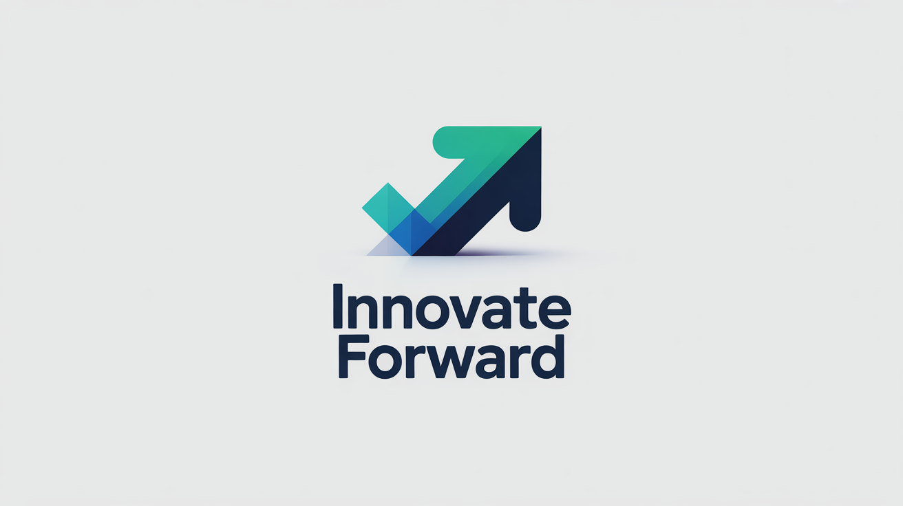 A modern growth arrow logo with the fictional text 'Innovate Forward' displayed on a white background, symbolizing progress and innovation.