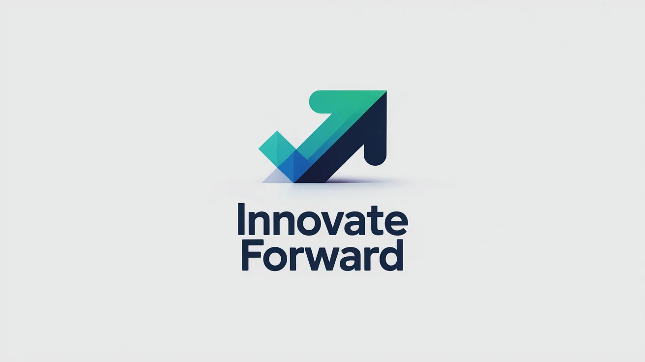 A modern growth arrow logo with the fictional text 'Innovate Forward' displayed on a white background, symbolizing progress and innovation.