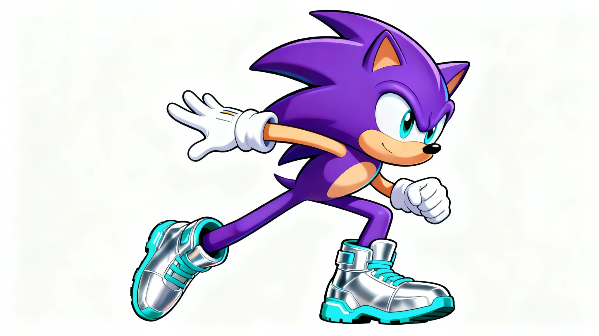 An original character created in the Sonic the Hedgehog art style. The character is a purple badger with turquoise eyes, shown in a running pose against a plain white background.