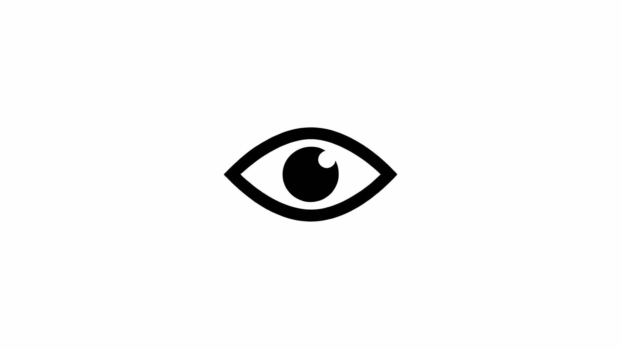 A minimalist black and white logo of a stylized eye, centered on a clean white background. The design is modern and elegant.