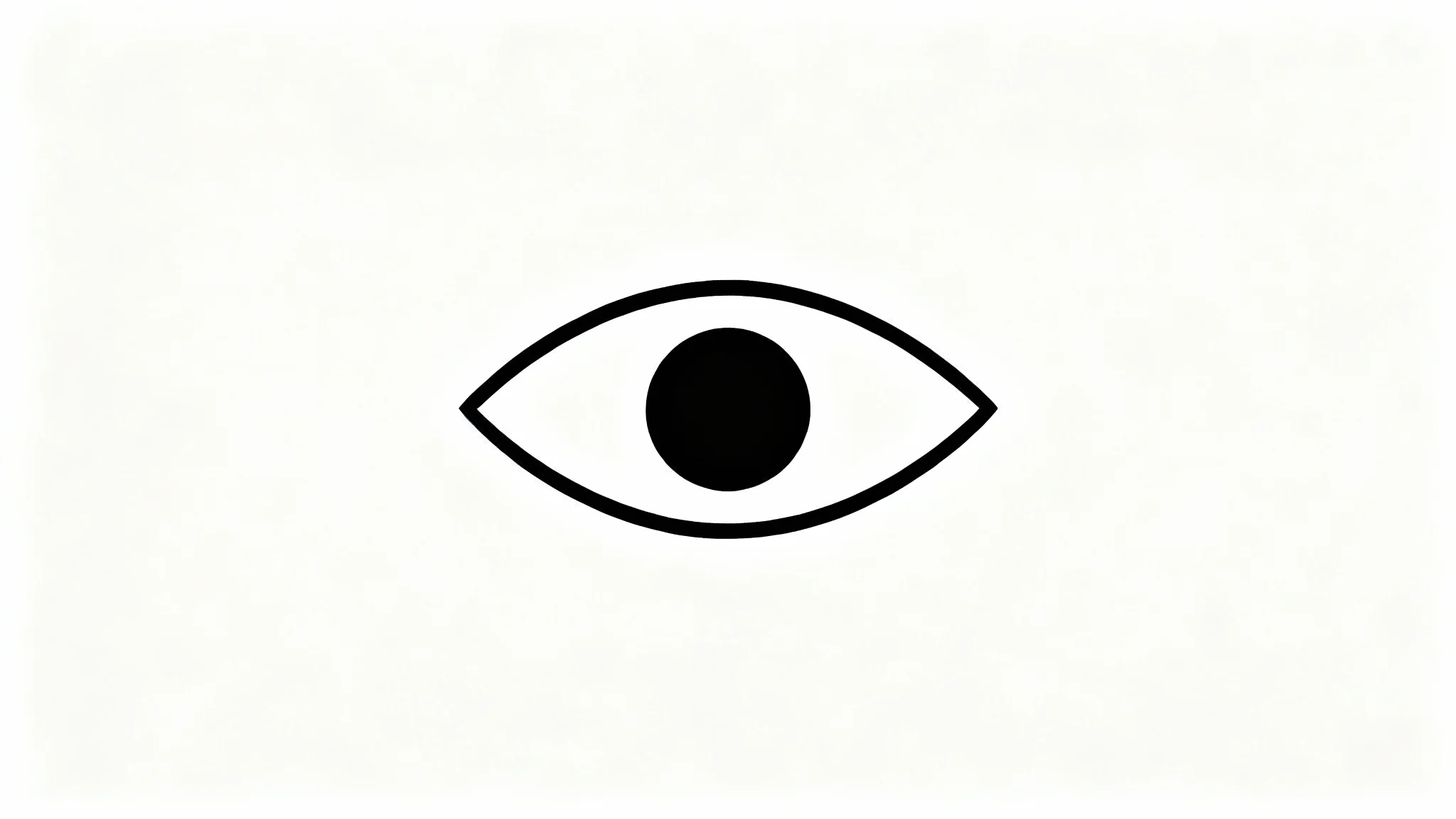 A minimalist black line art logo of a stylized eye with a simple pupil, presented on a plain white background.
