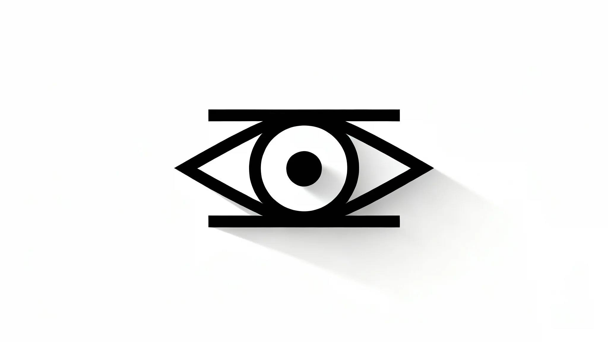 A modern, minimalist black eye logo presented as a mockup on a plain white background. The design is geometric and clean, conveying sophistication.