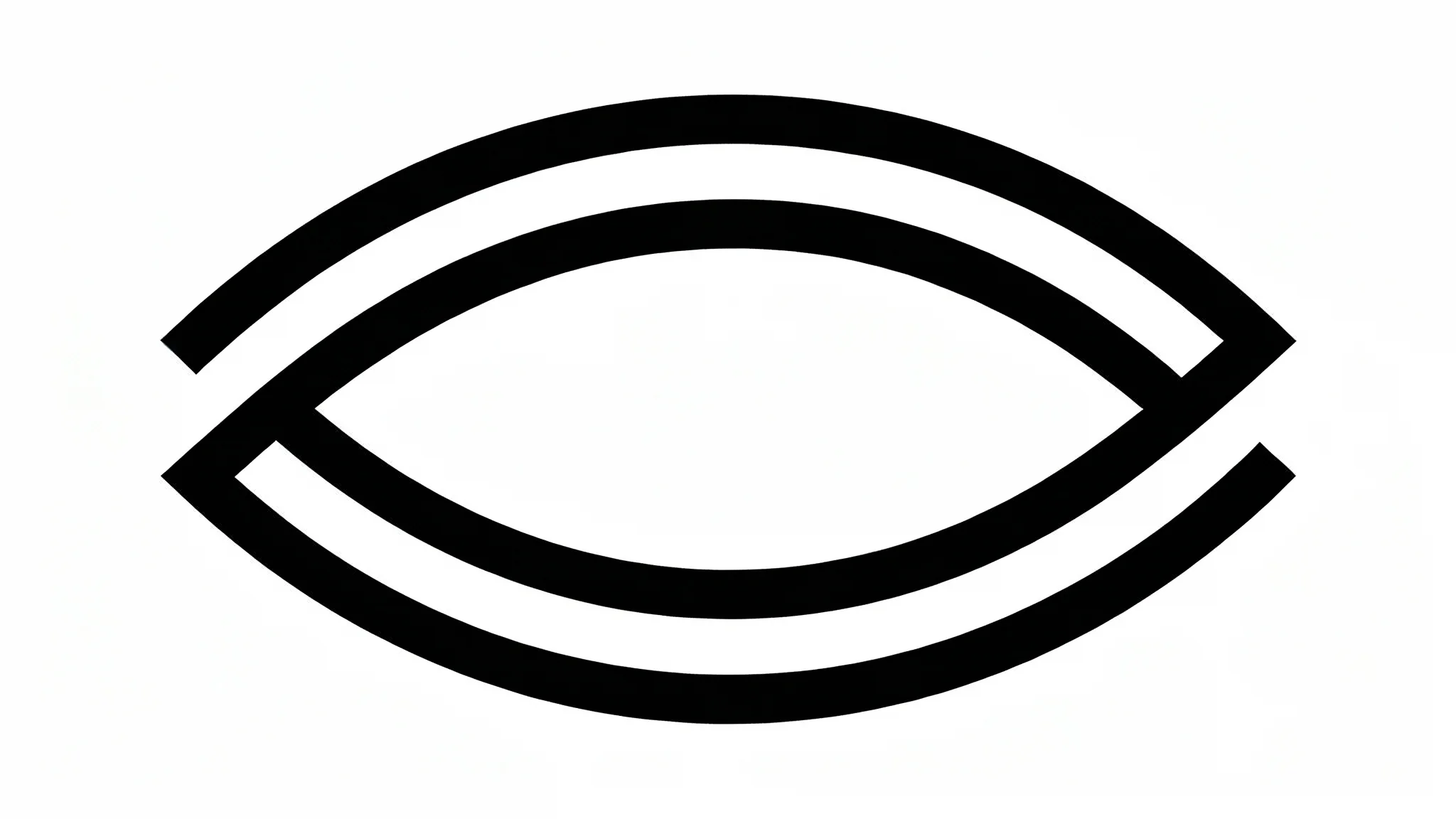 A minimalist, abstract eye logo design in black, centered on a crisp white background.