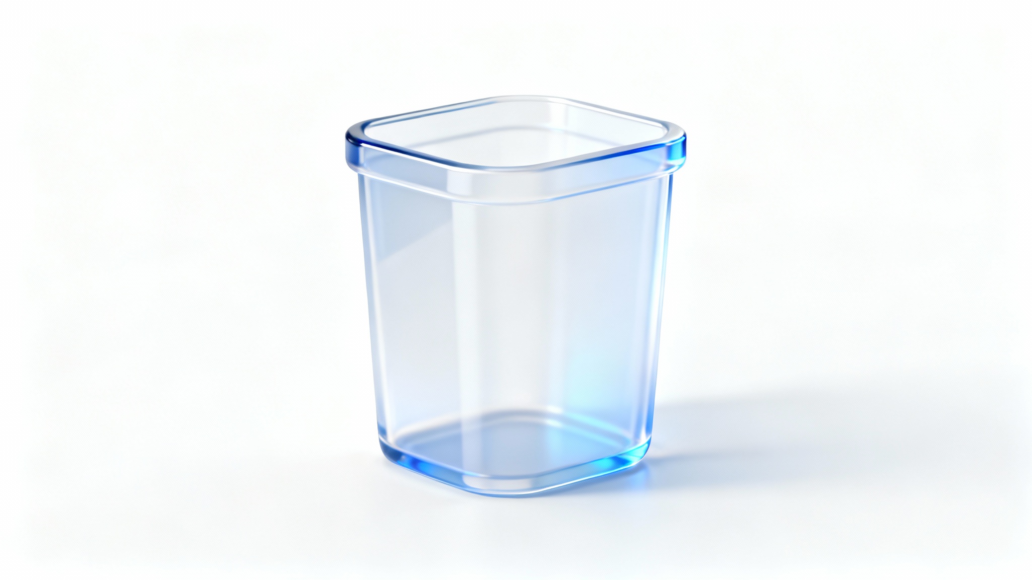 A modern, 3D rendered icon of the Windows 11 Recycle Bin, shown empty and placed on a clean white background.