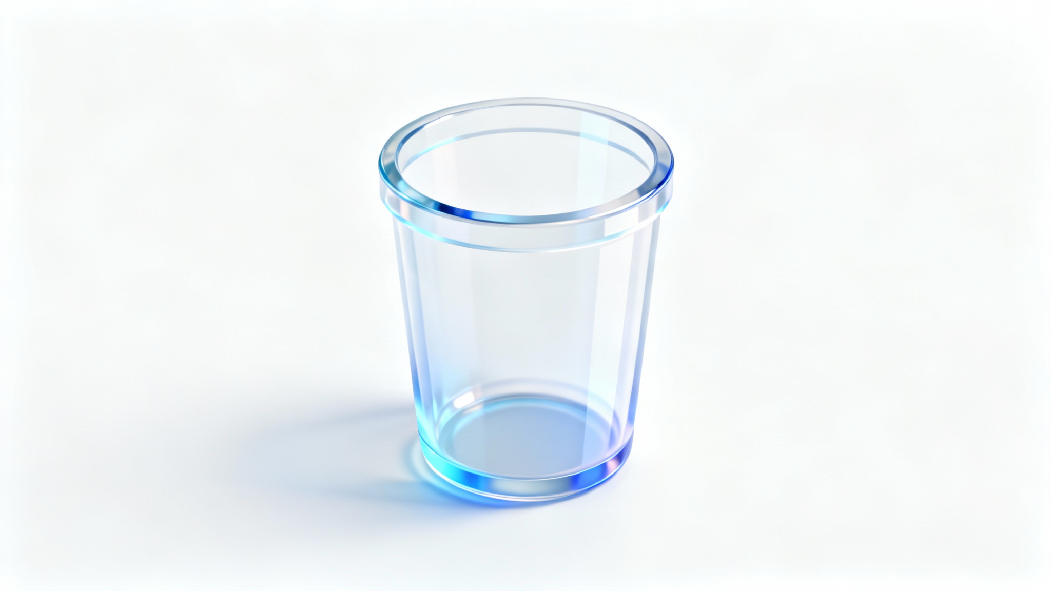 A 3D digital illustration of the empty Windows 11 recycle bin icon, shown in a modern, translucent style against a clean white background.