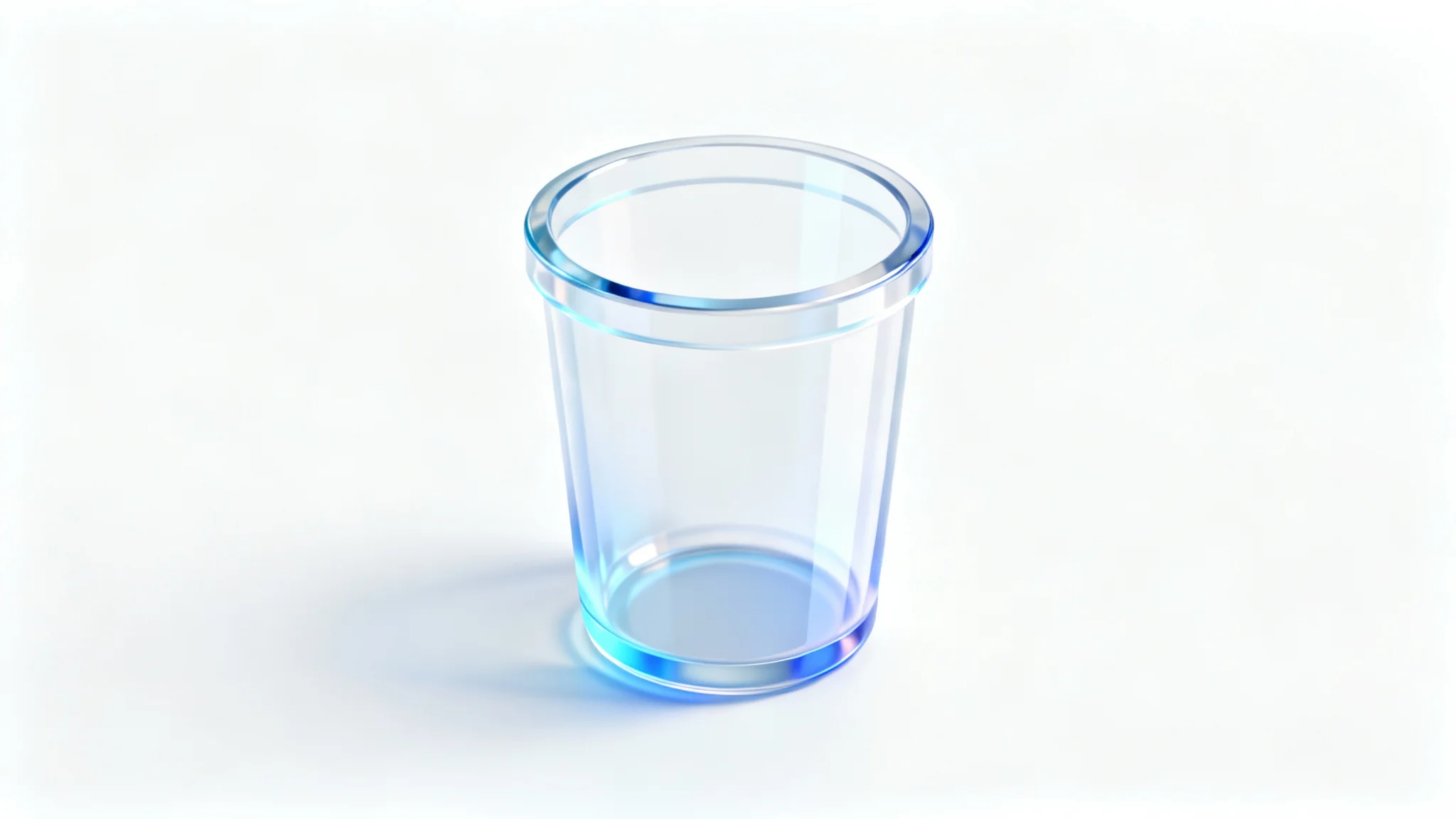 A 3D digital illustration of the empty Windows 11 recycle bin icon, shown in a modern, translucent style against a clean white background.