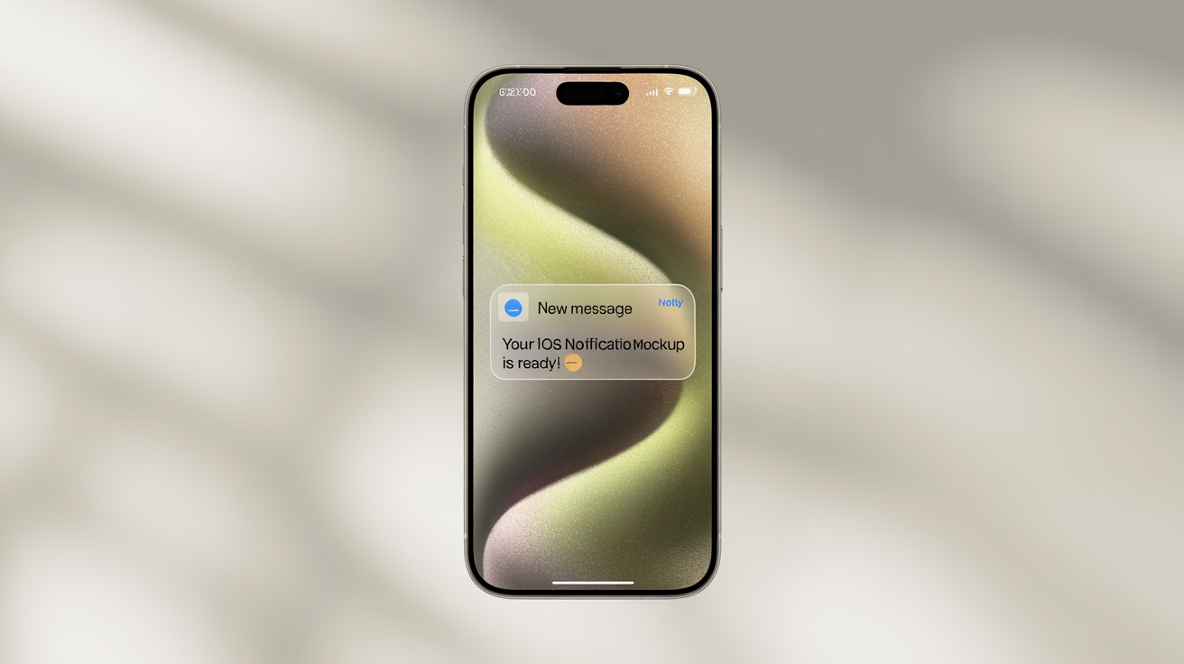 A mockup of a modern smartphone screen showing a sample iOS notification for an app called 'Notify'.