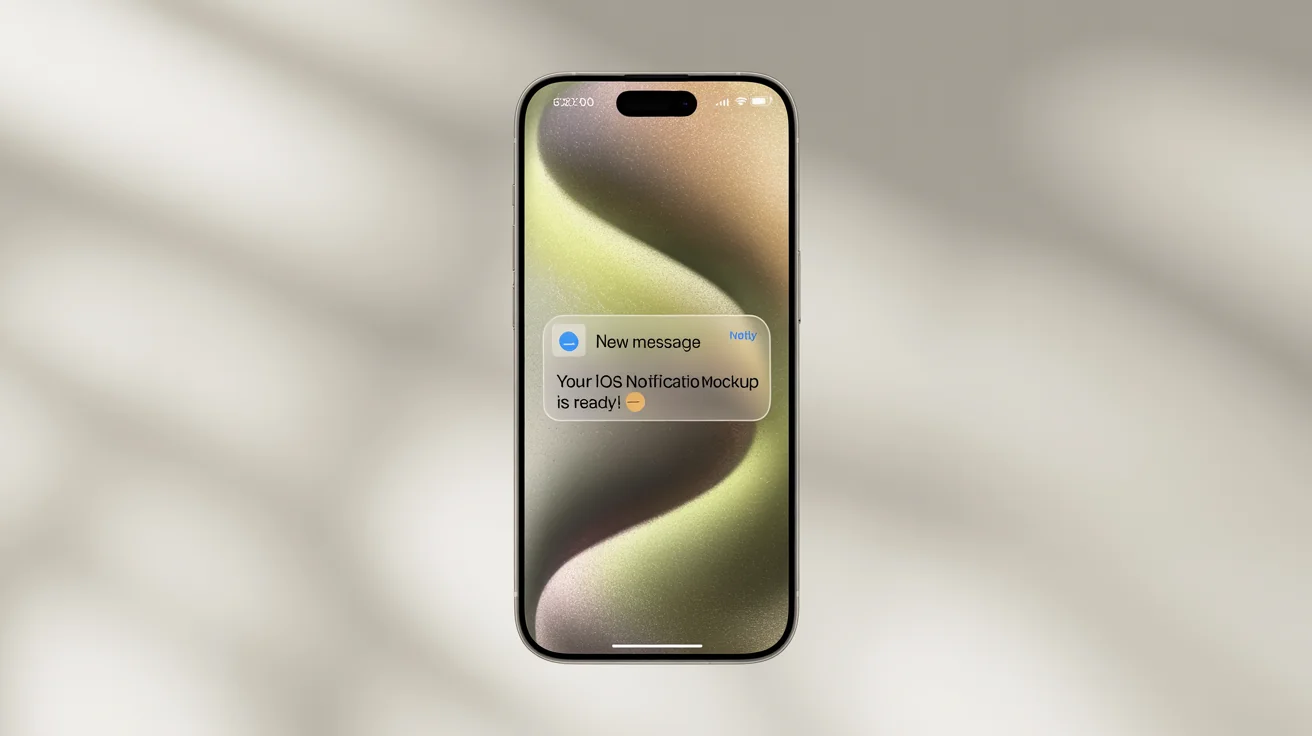 A mockup of a modern smartphone screen showing a sample iOS notification for an app called 'Notify'.