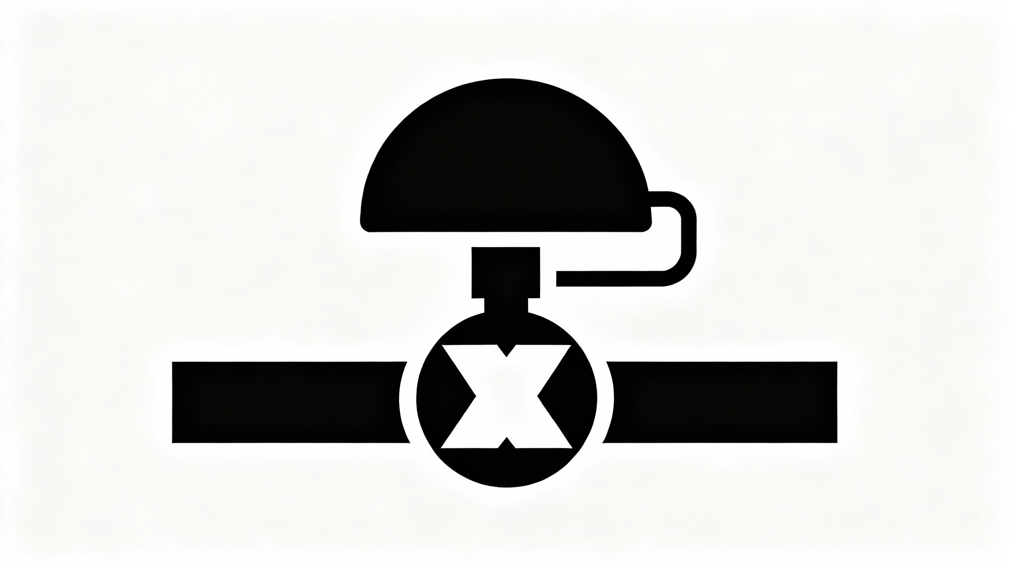 A clear, black-and-white technical symbol for a pneumatic ball valve, showing the valve and actuator icons on a white background.